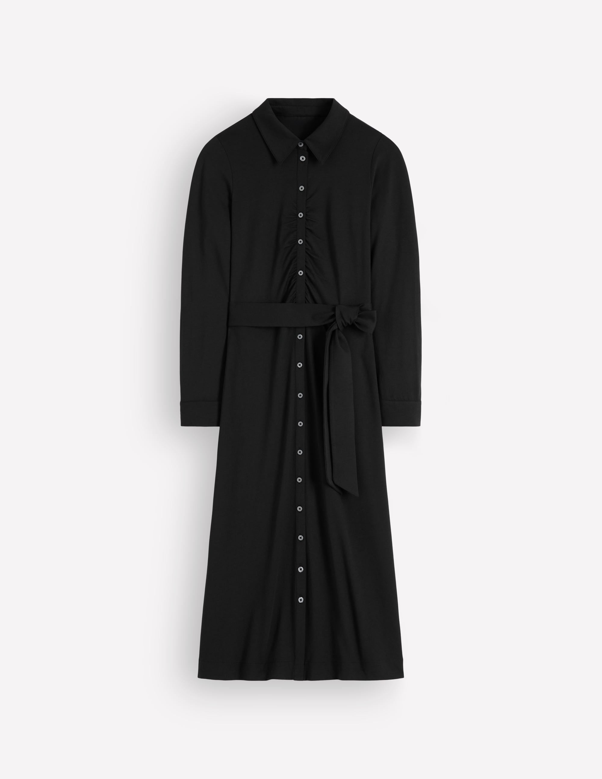 Gerafftes Jersey-Hemdblusenkleid-Schwarz - Image 7