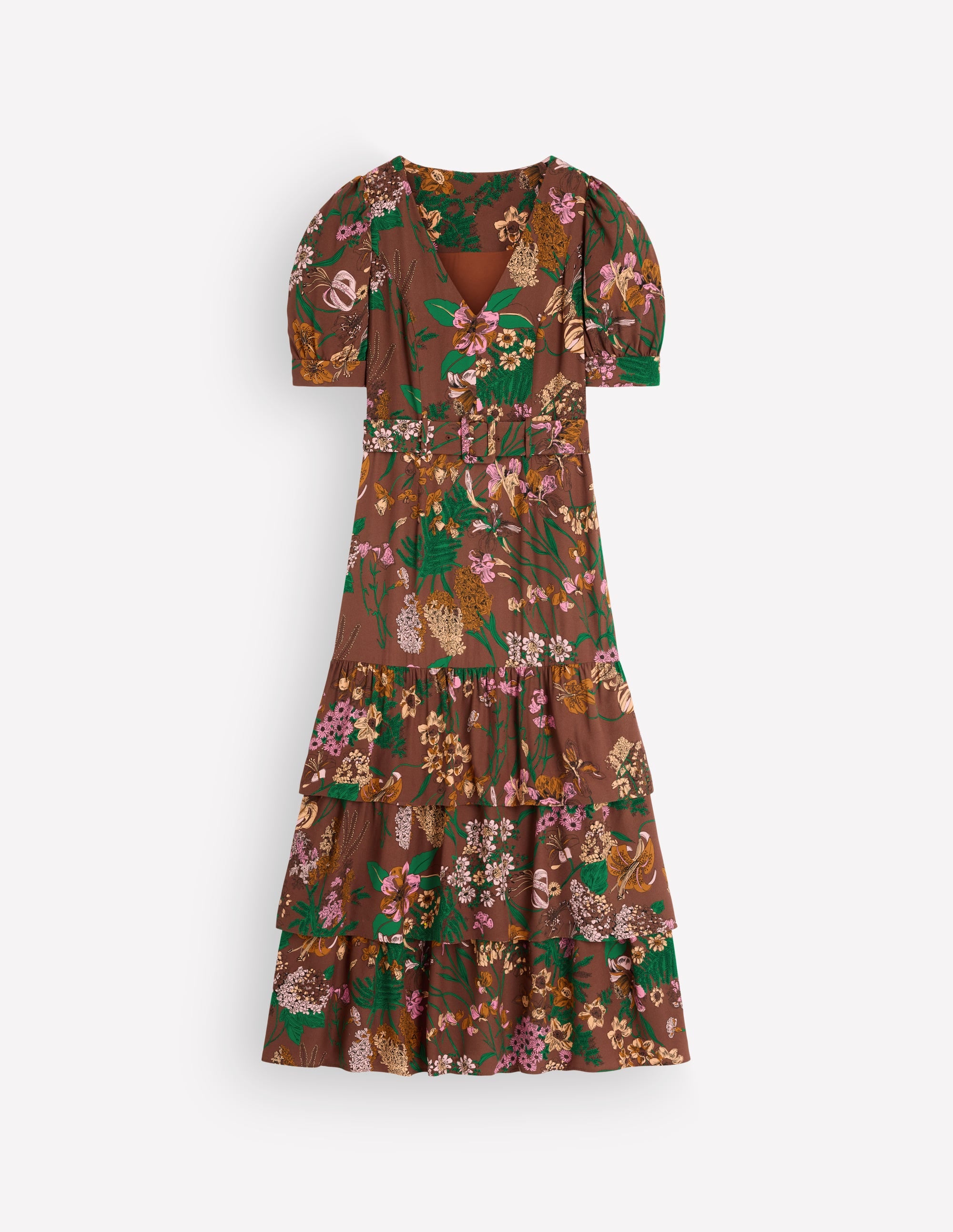 Robe à col V et volants superposés-Bois, motif Whimsical Flora - Image 8