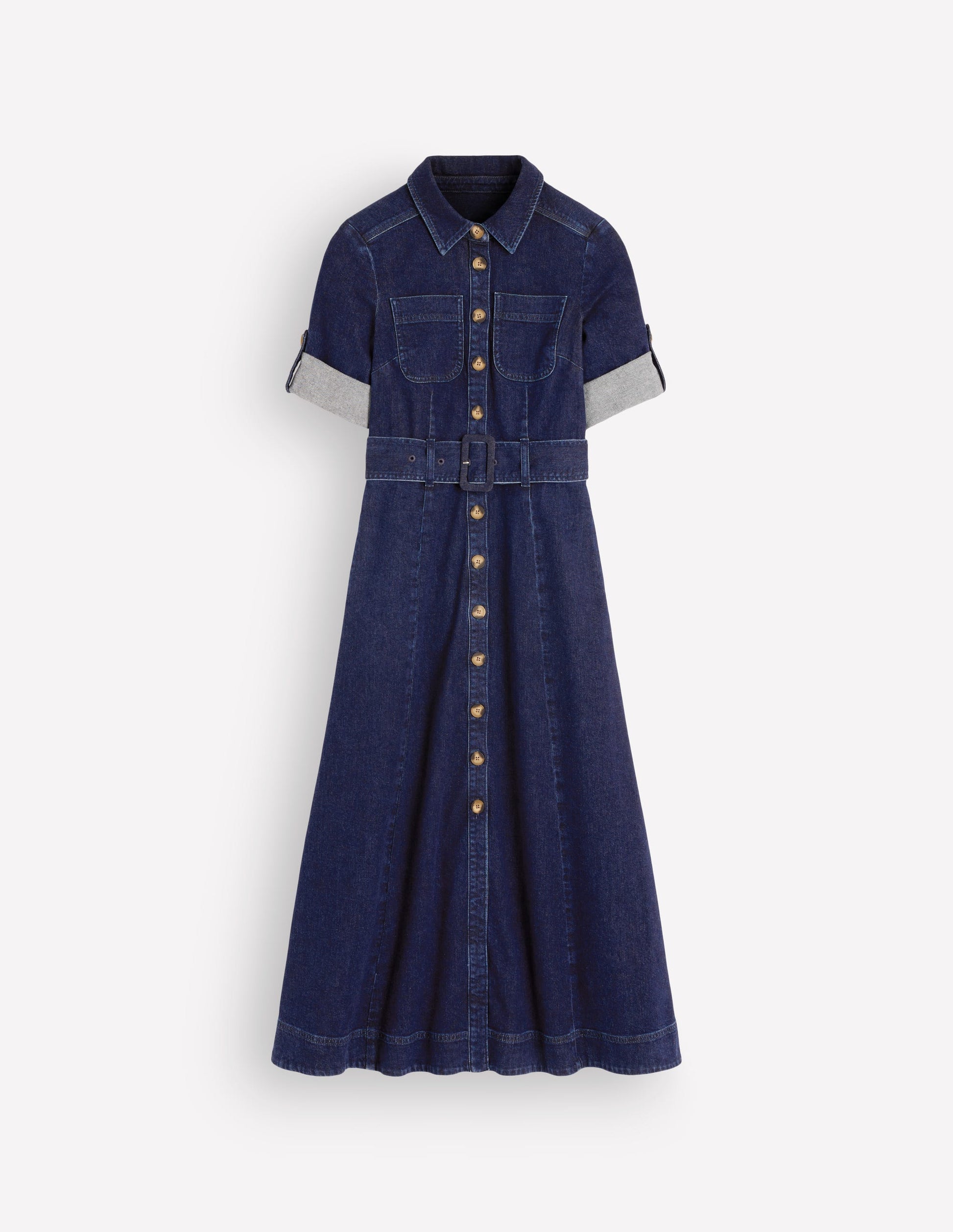 Midi-Hemdblusenkleid aus Denim-Indigo-5