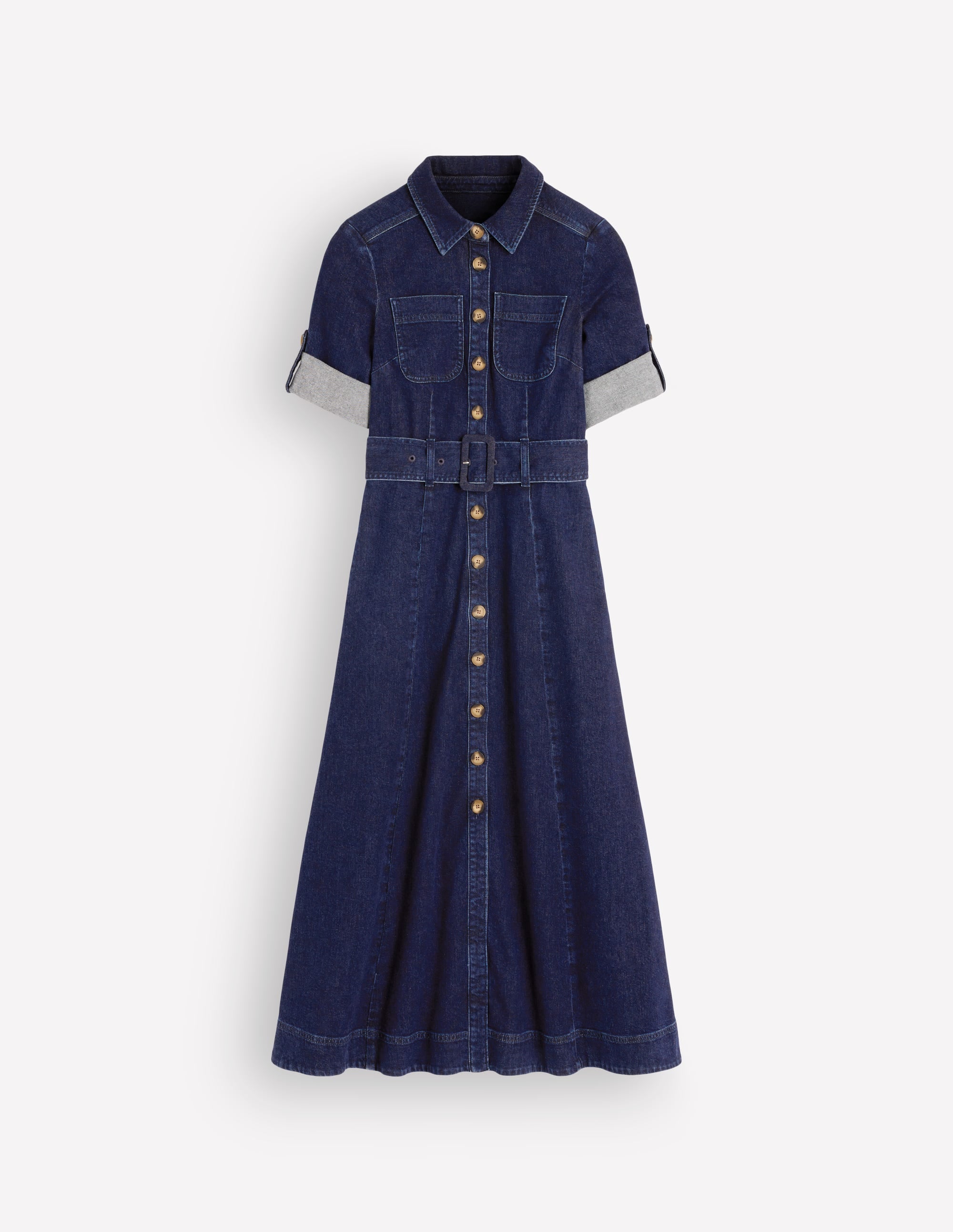 Midi-Hemdblusenkleid aus Denim-Indigo - Image 5