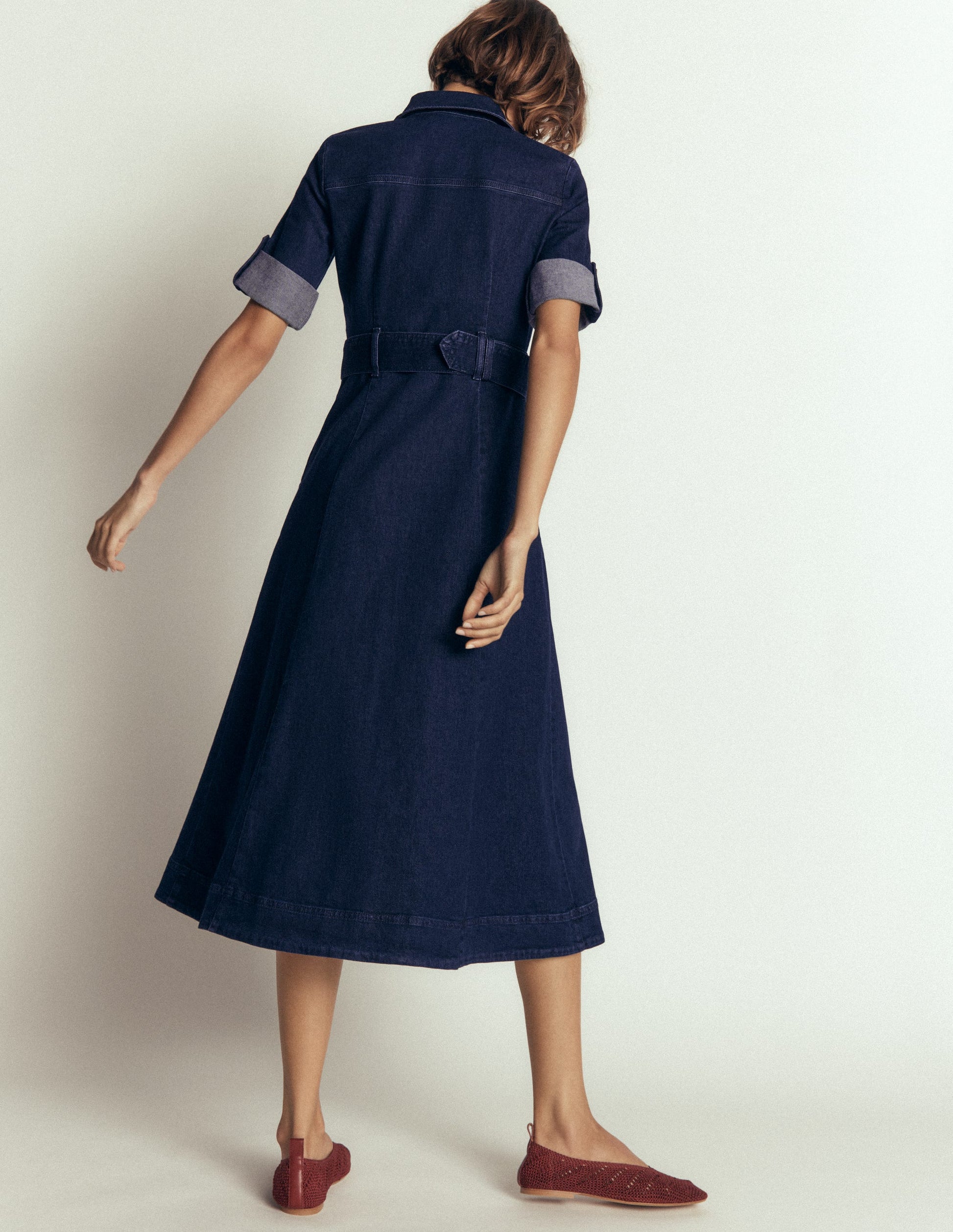 Midi-Hemdblusenkleid aus Denim-Indigo-3