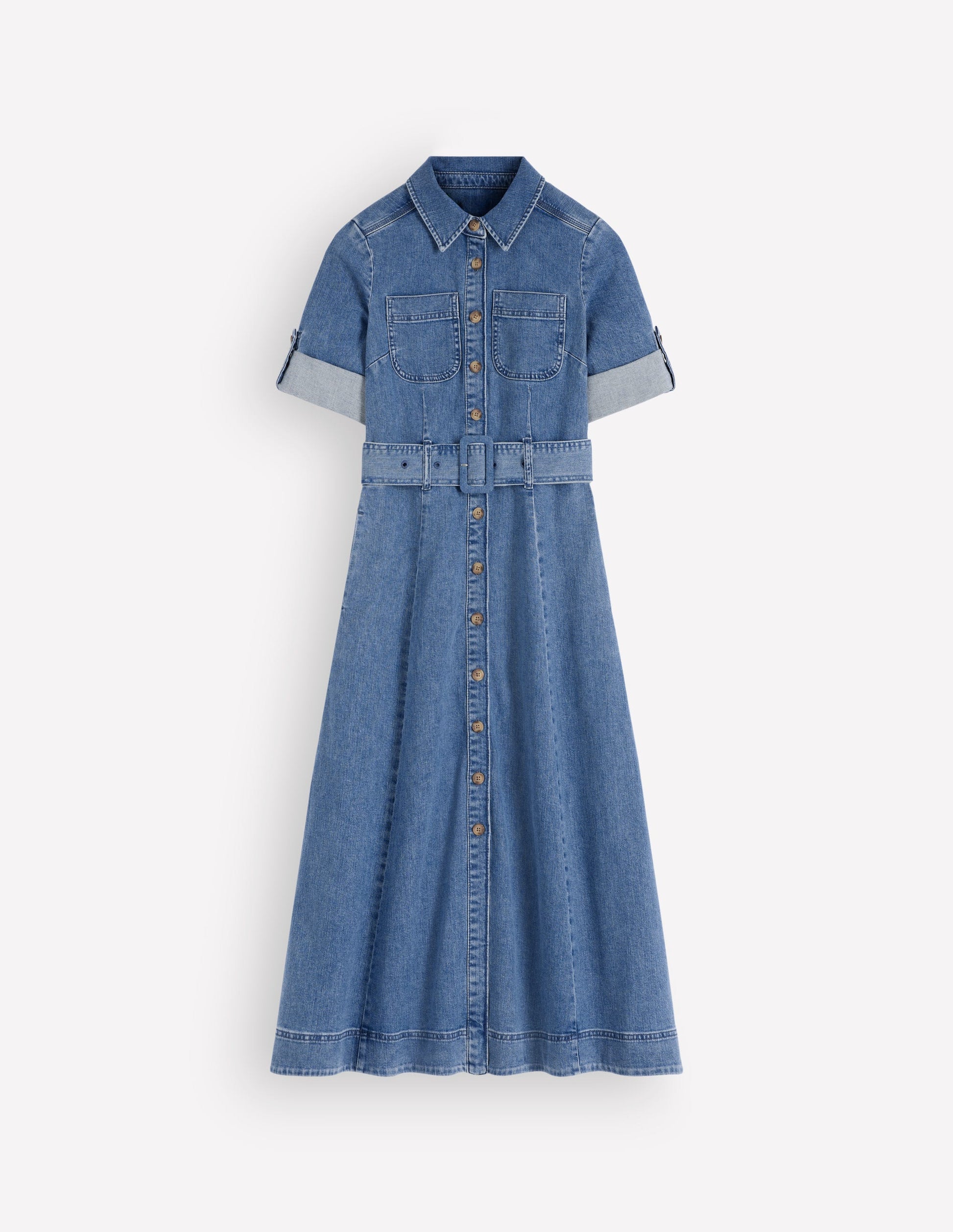 Robe-chemise midi en jean-Blanc/Cerf-7