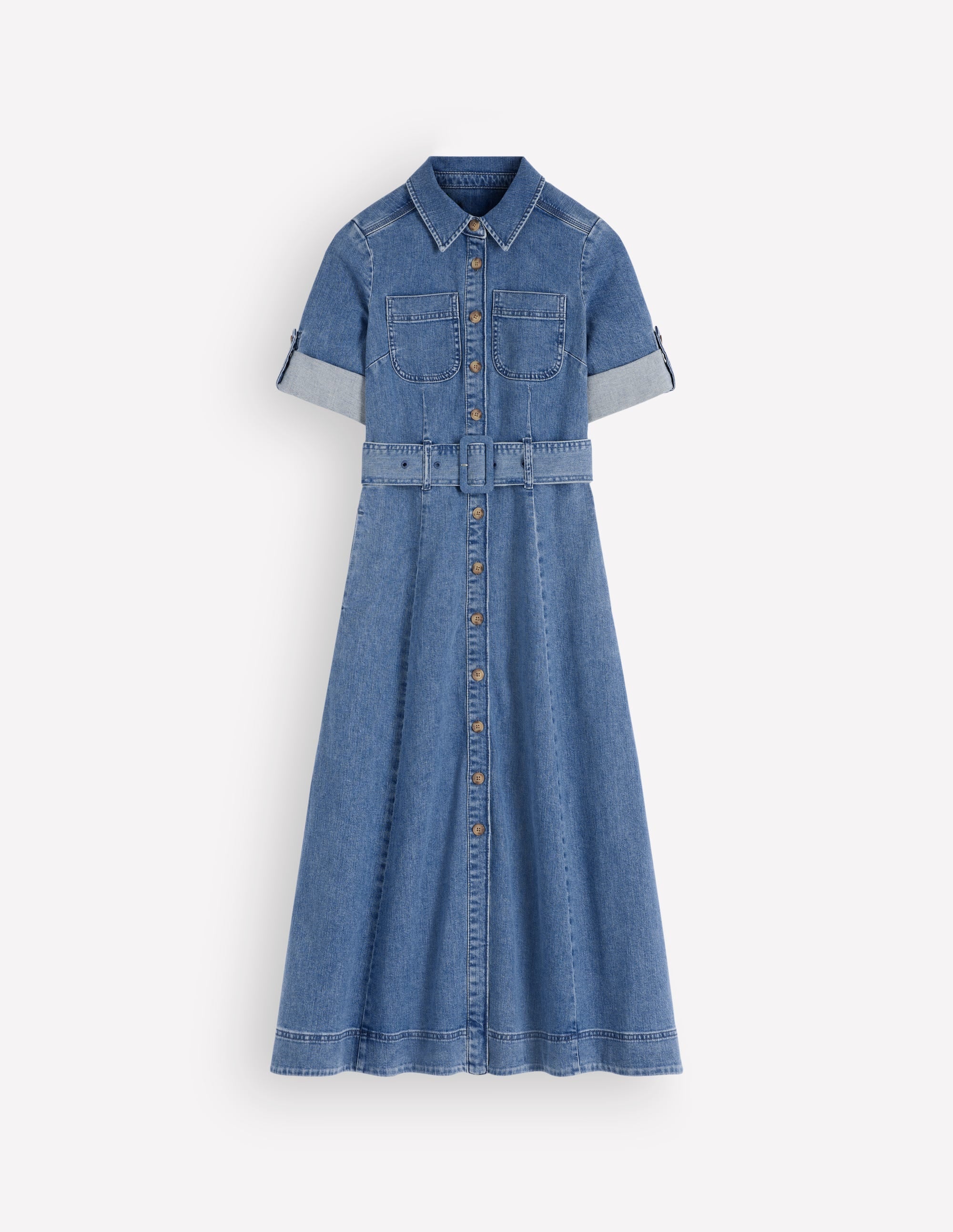Robe-chemise midi en jean-Blanc/Cerf - Image 7