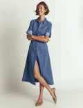 Robe-chemise midi en jean-Blanc/Cerf
