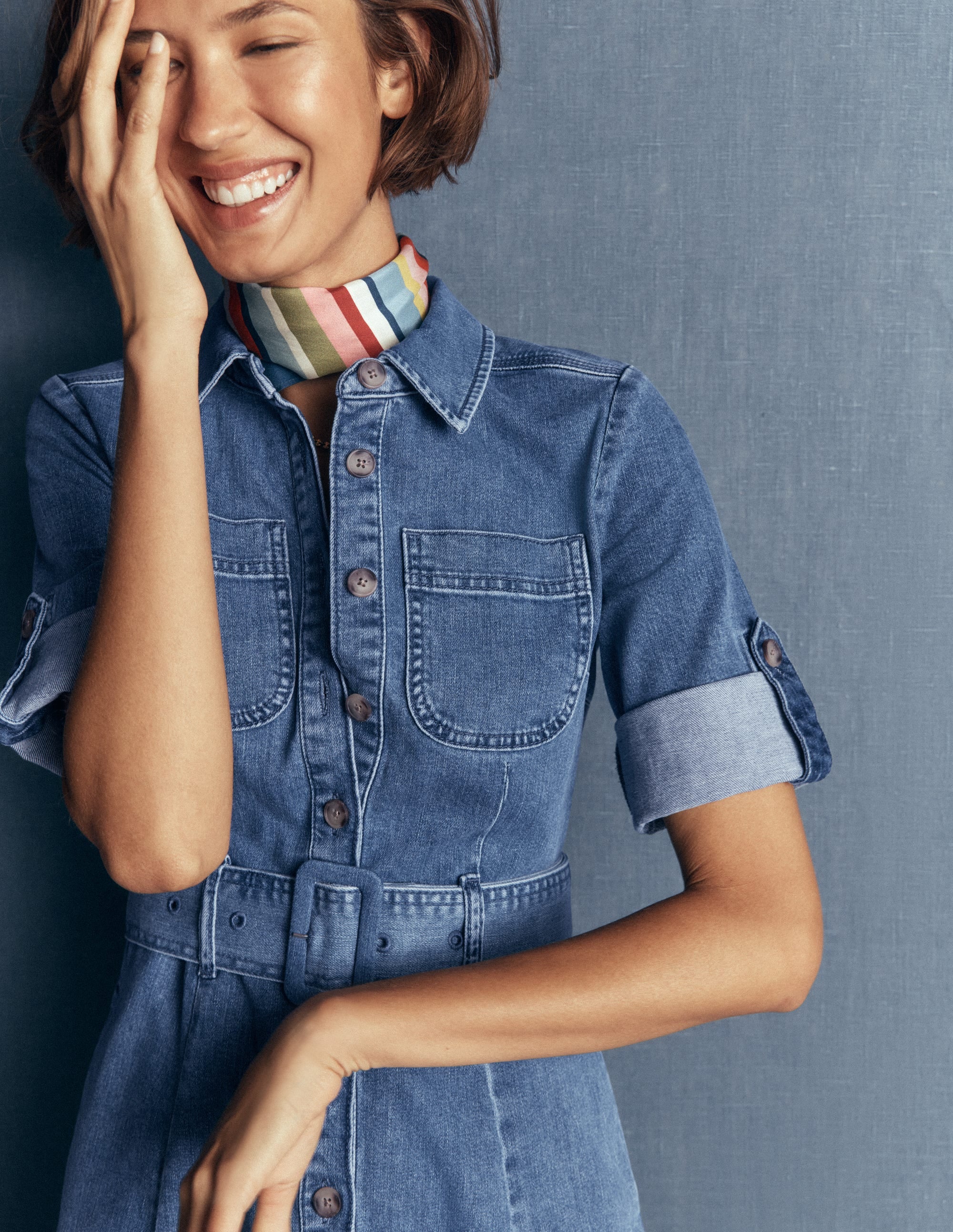 Robe-chemise midi en jean-Blanc/Cerf - Image 2