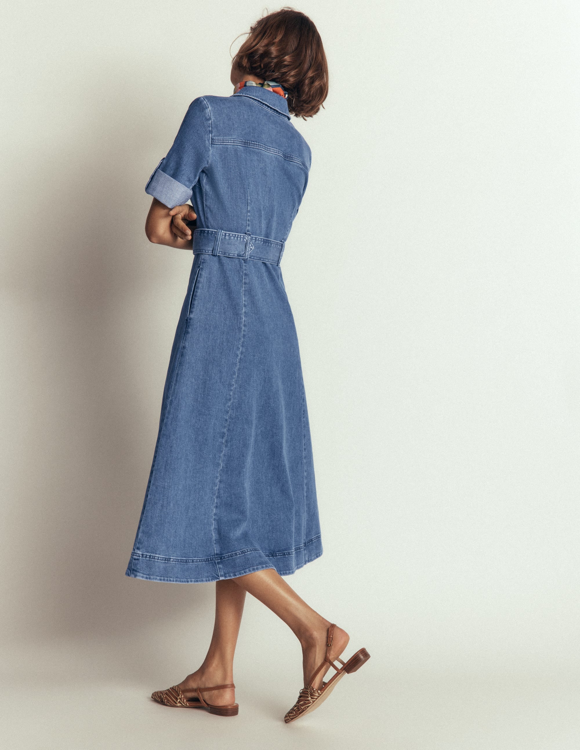 Robe-chemise midi en jean-Blanc/Cerf - Image 3