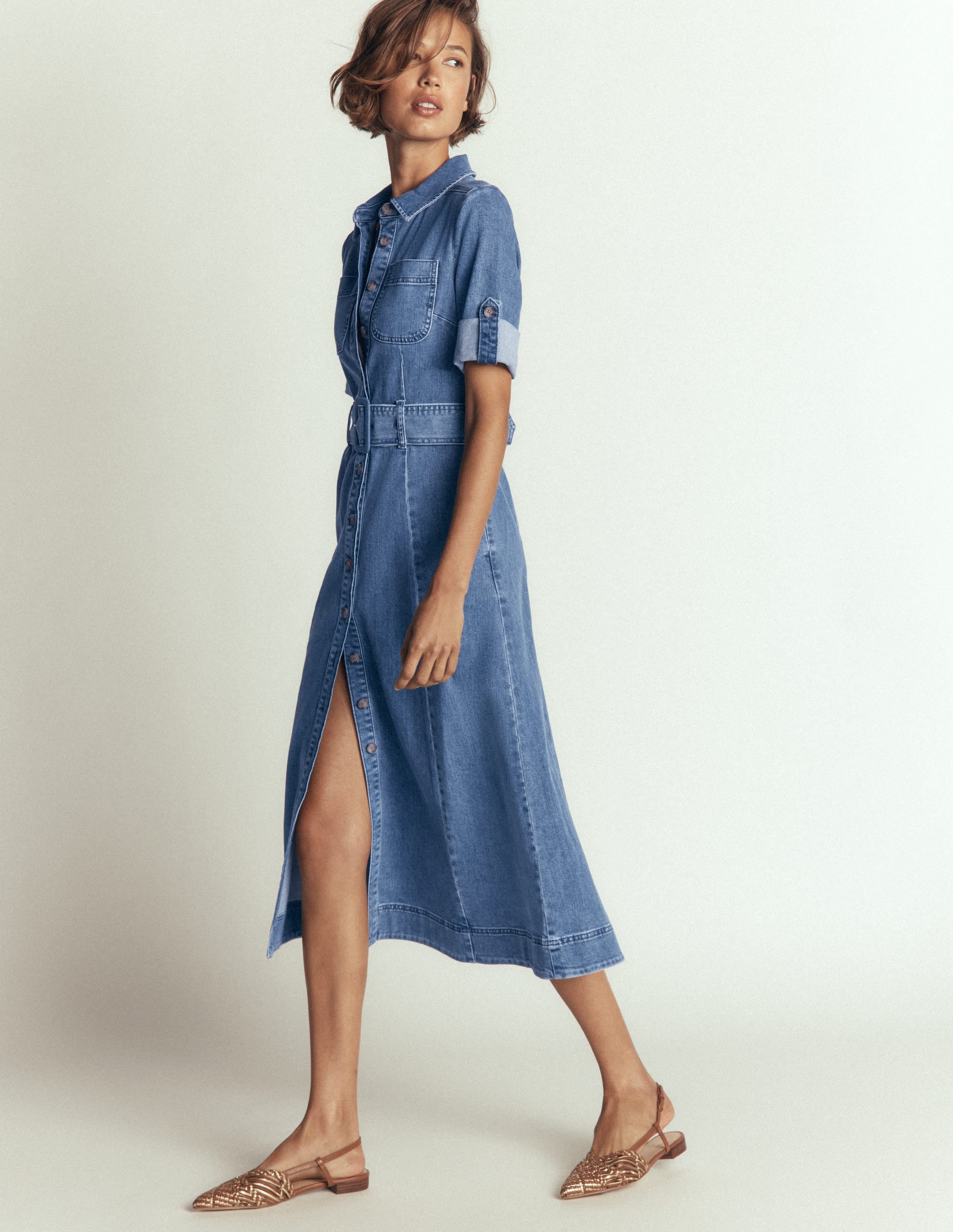 Robe-chemise midi en jean-Blanc/Cerf - Image 4