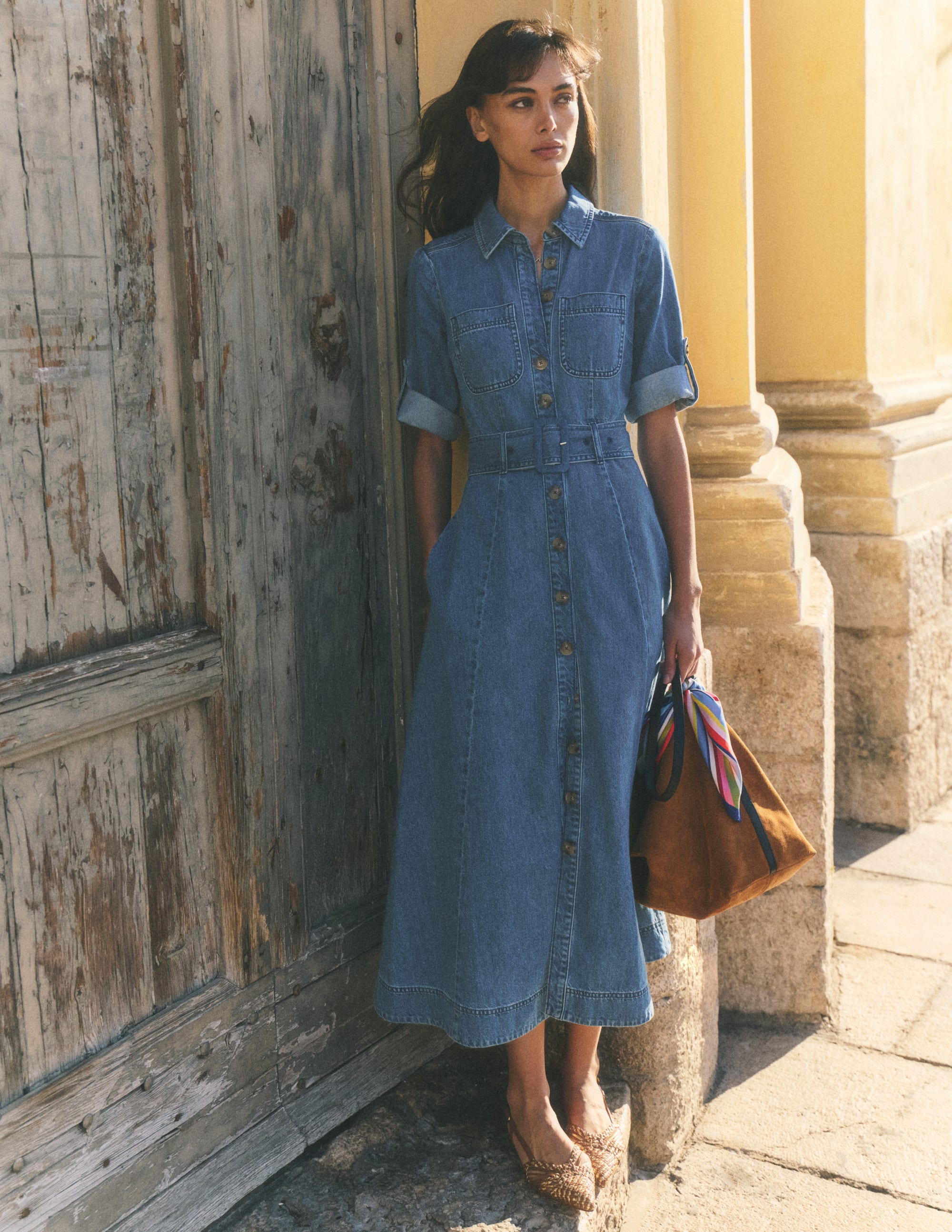Robe-chemise midi en jean-Blanc/Cerf - Image 4