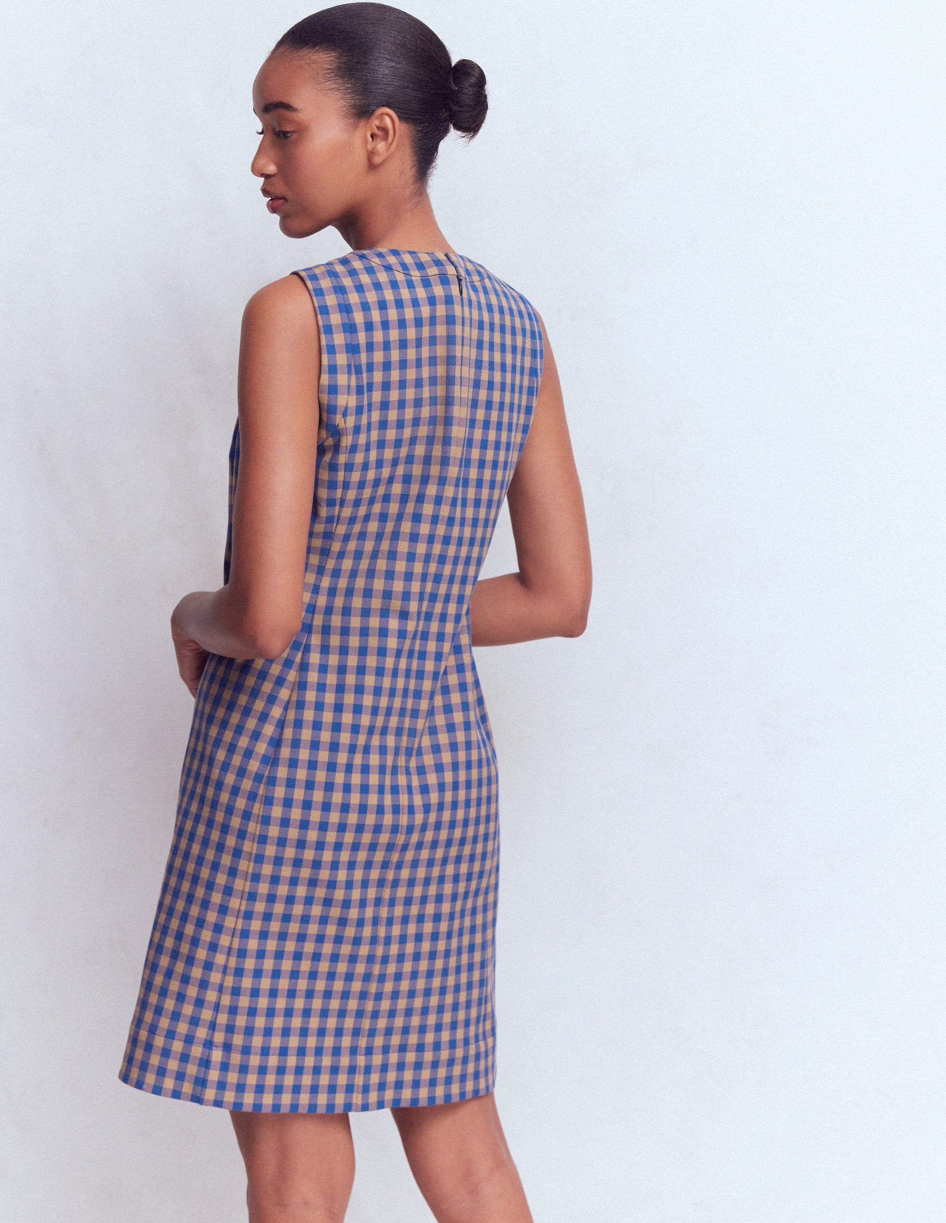 Lou Check Shift Dress-Camel, Blue Gingham-3