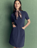Robe Nia zippée à manches courtes-Bleu marine