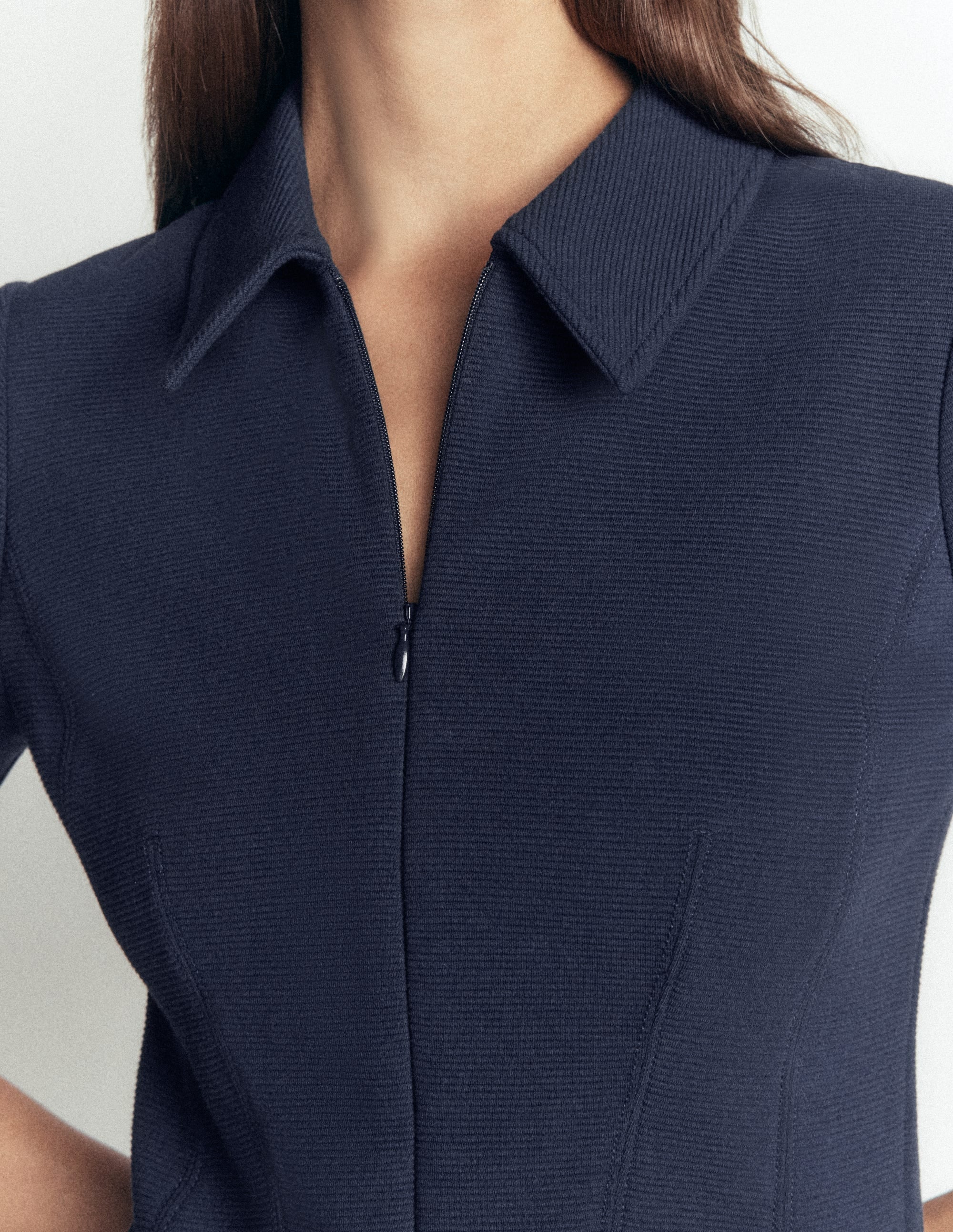 Robe Nia zippée à manches courtes-Bleu marine - Image 2