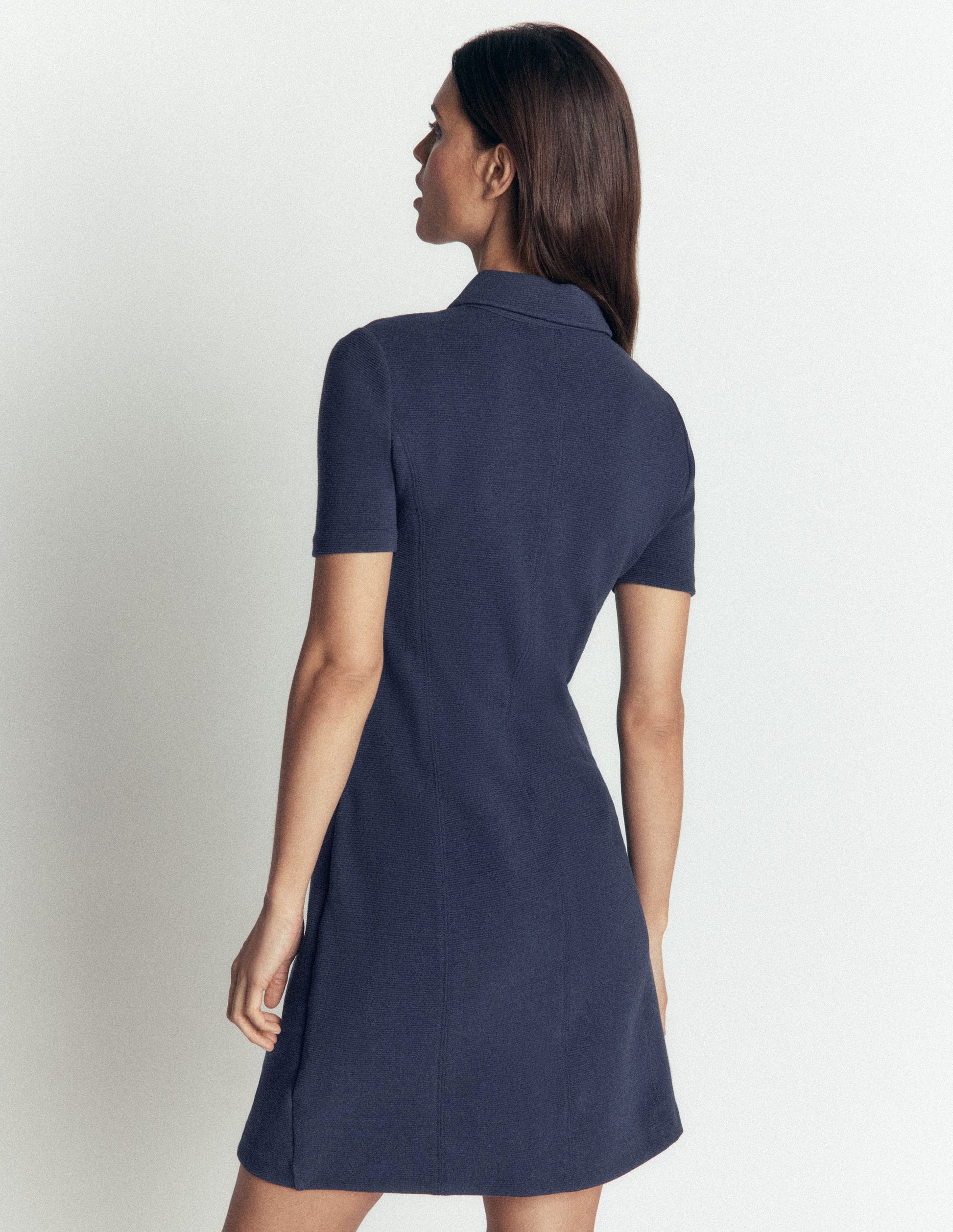 Robe Nia zippée à manches courtes-Bleu marine-3