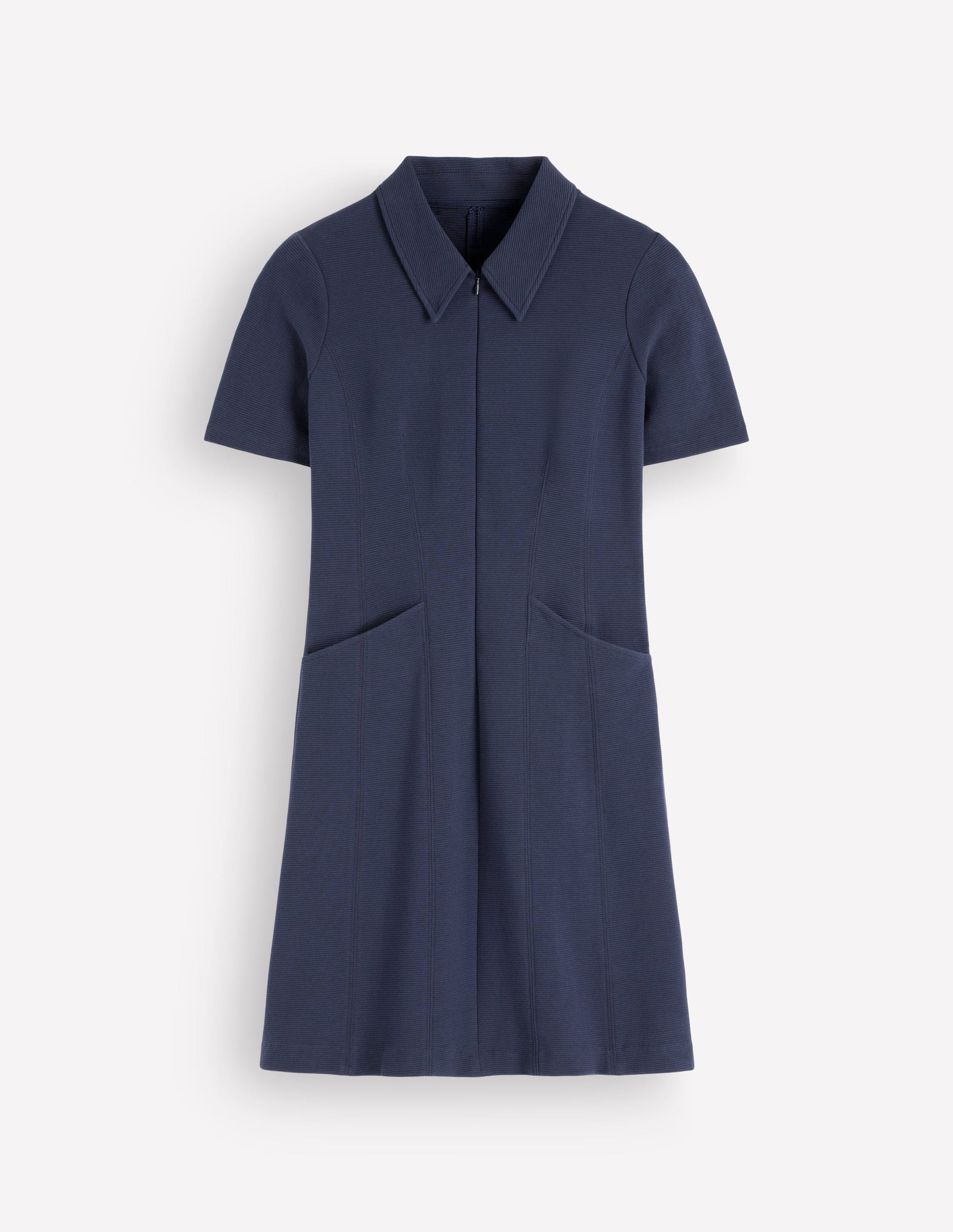 Robe Nia zippée à manches courtes-Bleu marine-5