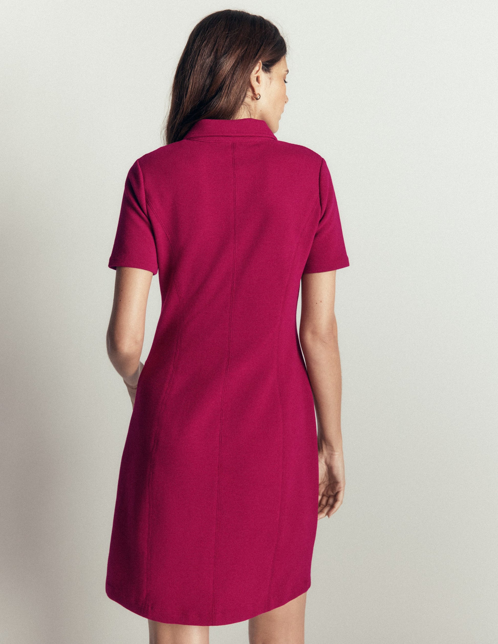 Robe Nia zippée à manches courtes-Rouge betterave-3
