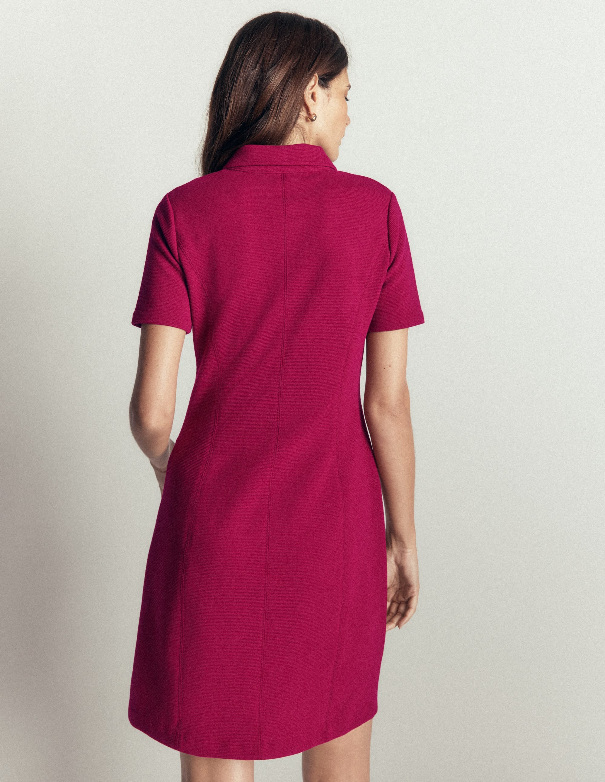 Robe Nia zippée à manches courtes-Rouge betterave - Image 3