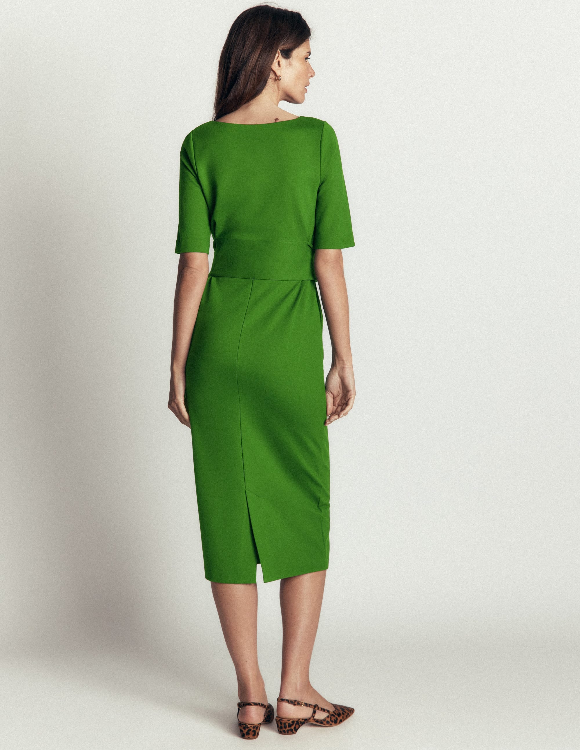 Ponte-Midikleid mit Gürtel-Promenadengrün - Image 3