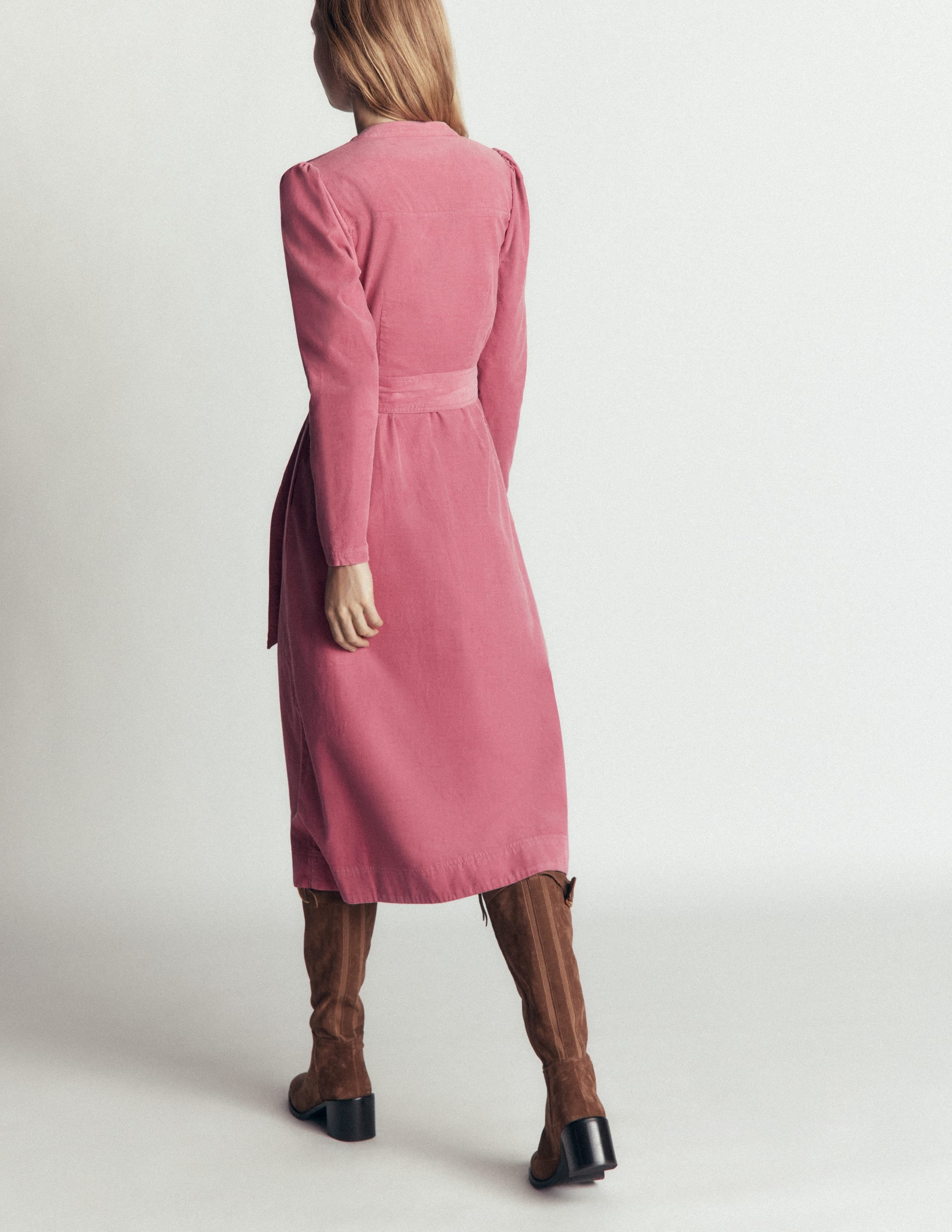 Louise Midi-Hemdblusenkleid aus Cord-Rosa Heide - Image 4