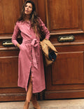 Louise Midi-Hemdblusenkleid aus Cord-Rosa Heide