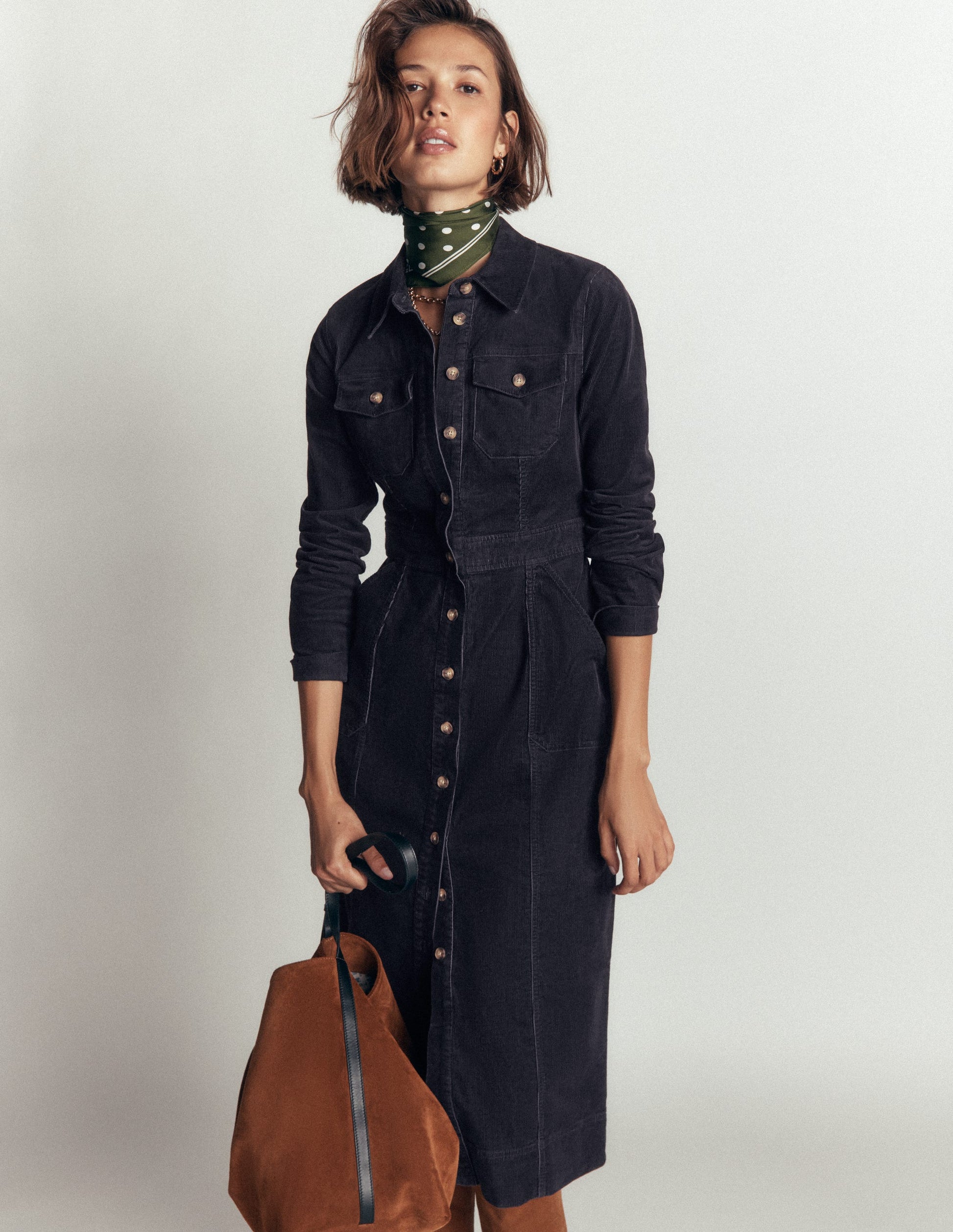 Fleur Cord-Midikleid-Marineblau-1