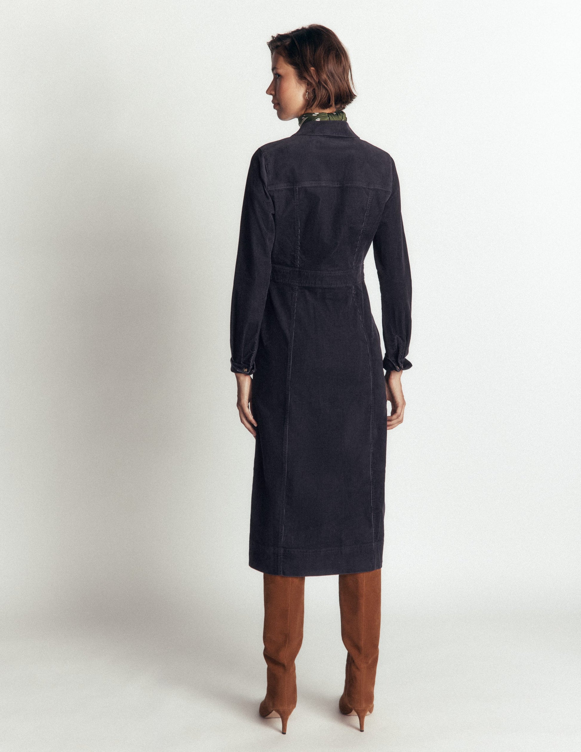Fleur Cord-Midikleid-Marineblau-3