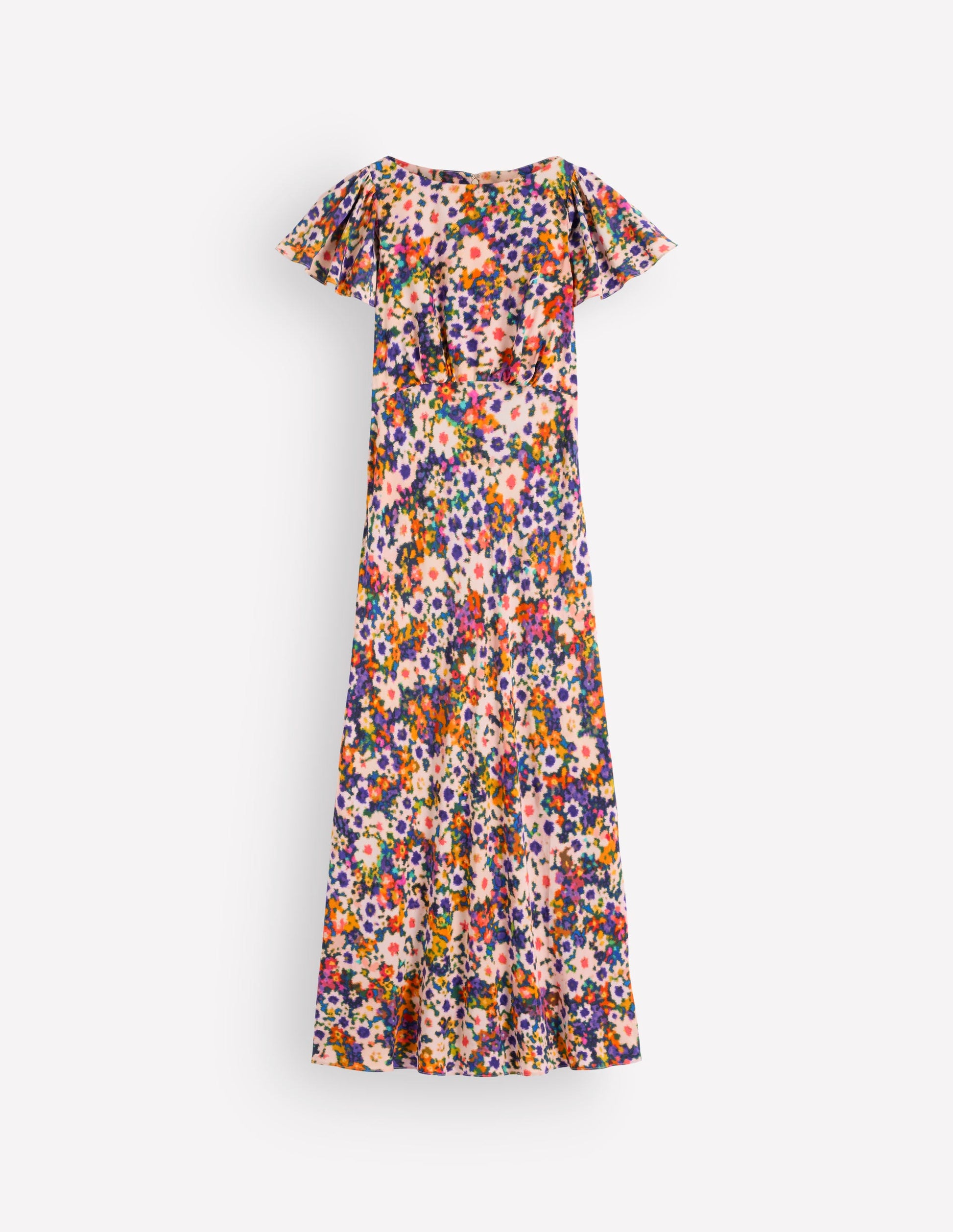 Kleid mit drapierten Ärmeln für besondere Anlässe-Bunt, Blumenmuster-Fusion-8