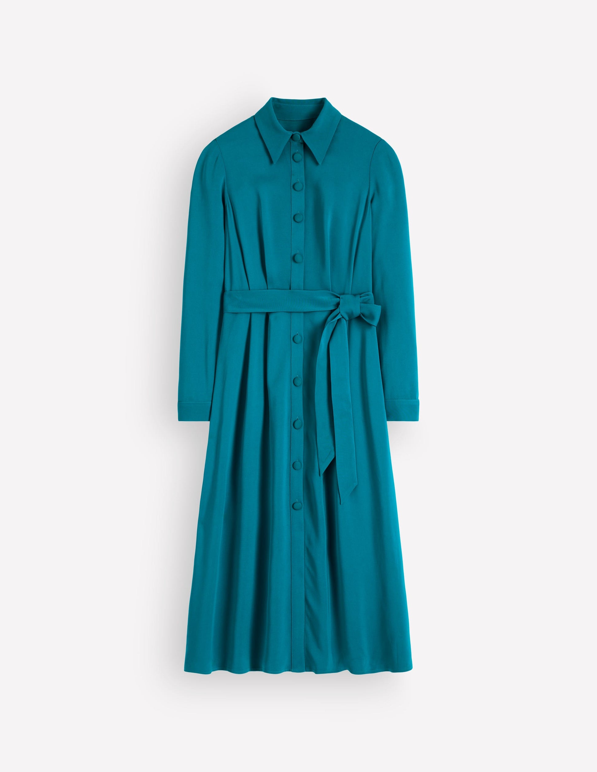 Kate Plissiertes Hemdblusenkleid-Meeresgrün-9