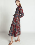 Maeve Midi-Hemdblusenkleid aus Baumwolle-Braun, Verzauberte Pfingstrose Groß