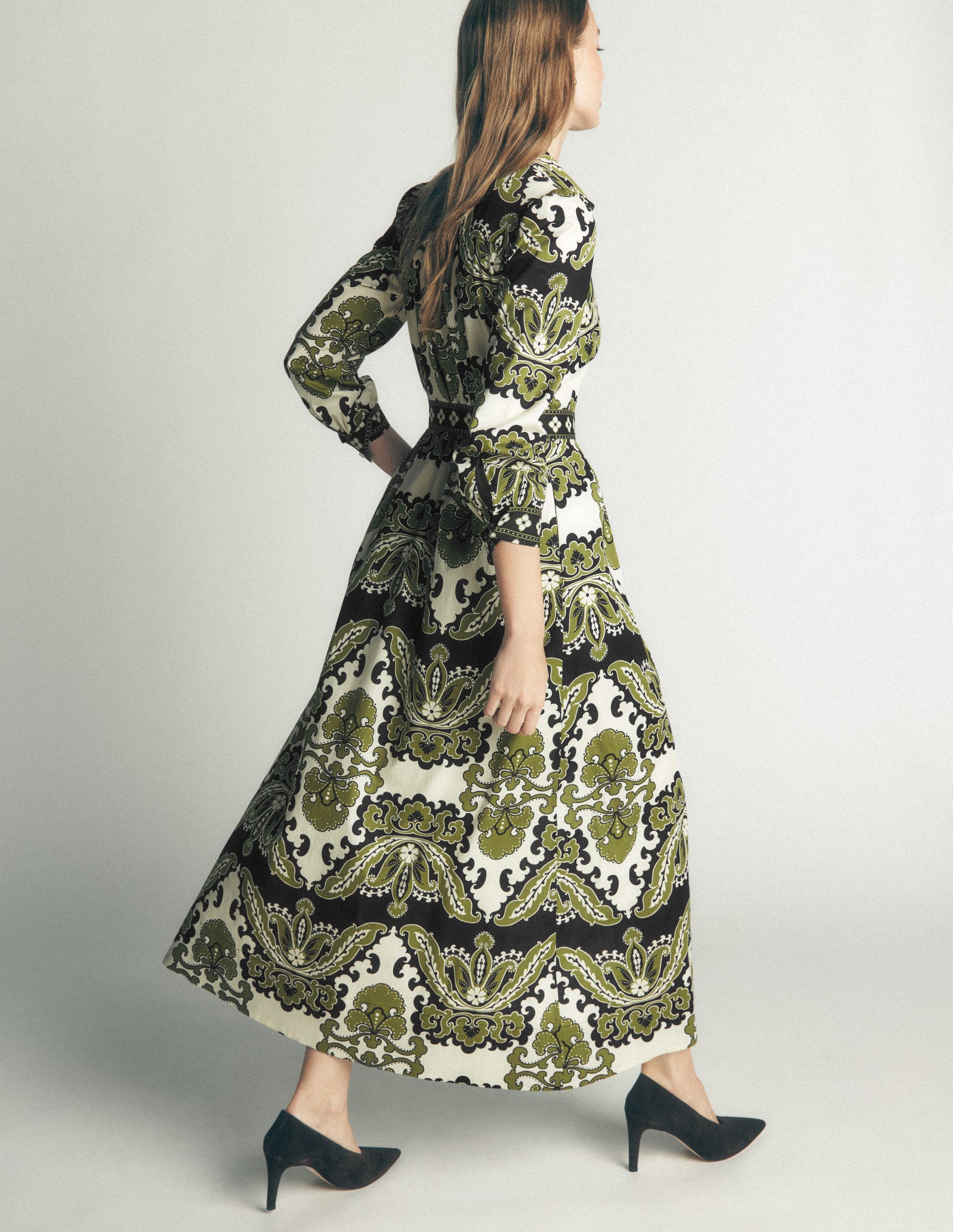 Maeve Midi-Hemdblusenkleid aus Baumwolle-Bunt, Blühende Gardenie-4