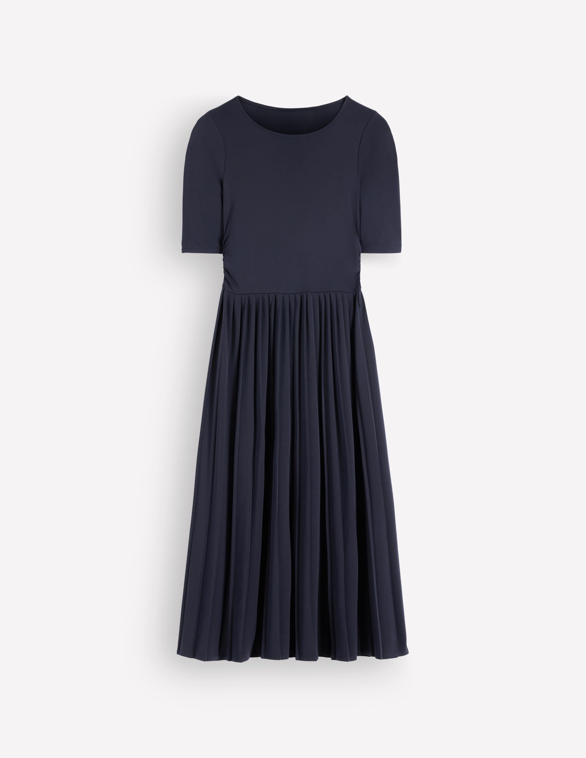Plissiertes Jersey-Midikleid-Marineblau - Image 6