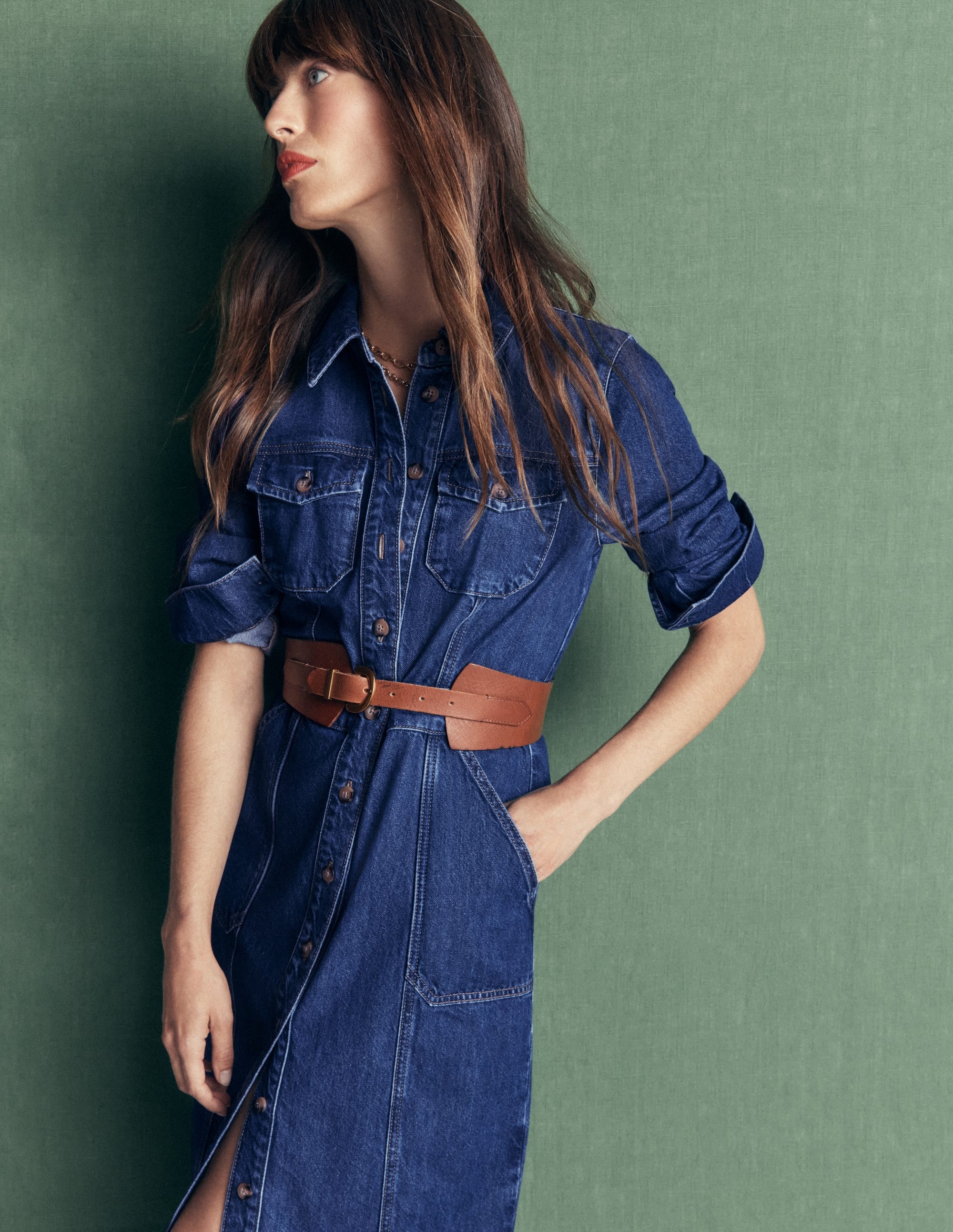 Fleur Jeans-Midikleid-Mittlere Mischung Denim - Image 5