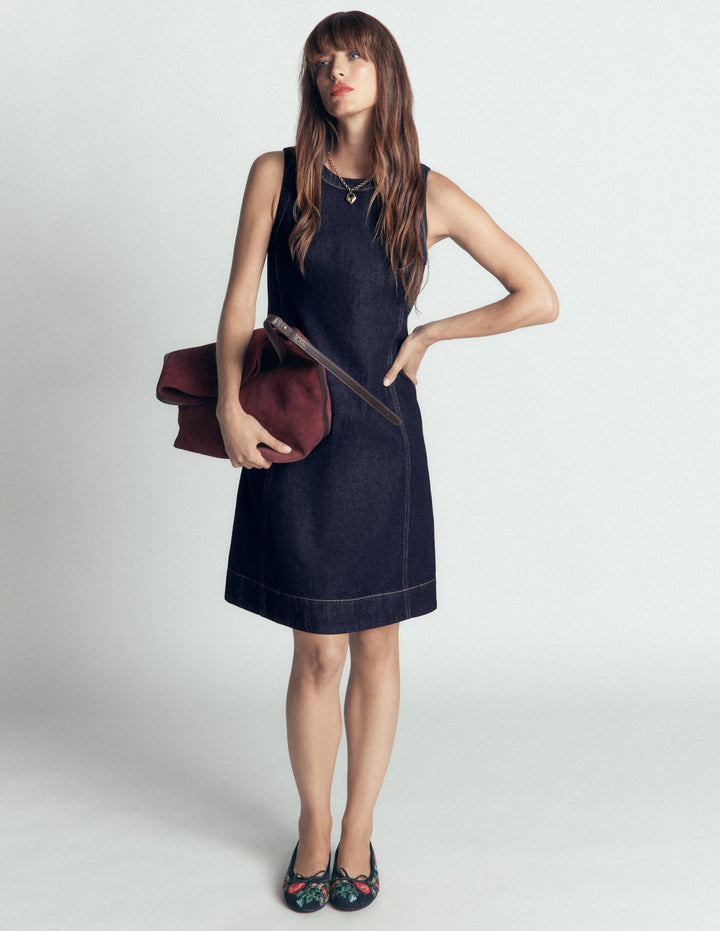 Robe droite Lou en jean-Denim indigo