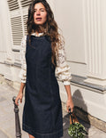 Lou Denim-Etuikleid-Indigoblau, Denim