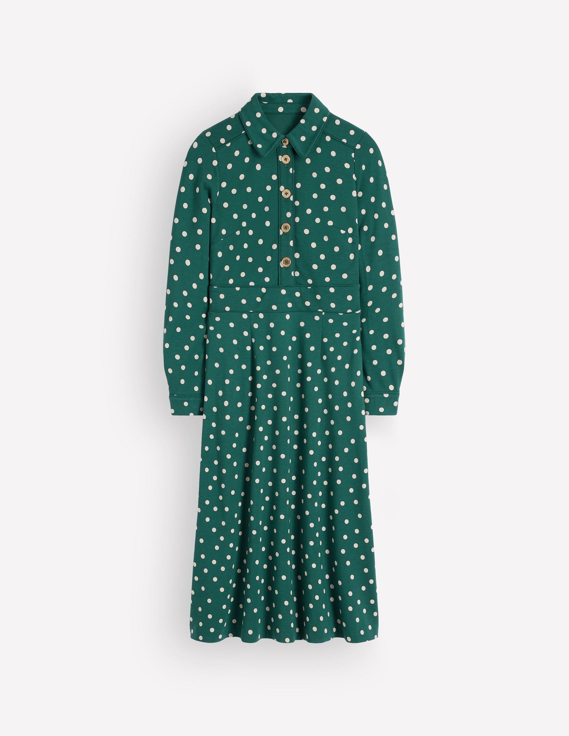Etta Ponte-Kleid mit Paspelierung-Malachitgrün, Gemalte Tupfen-5