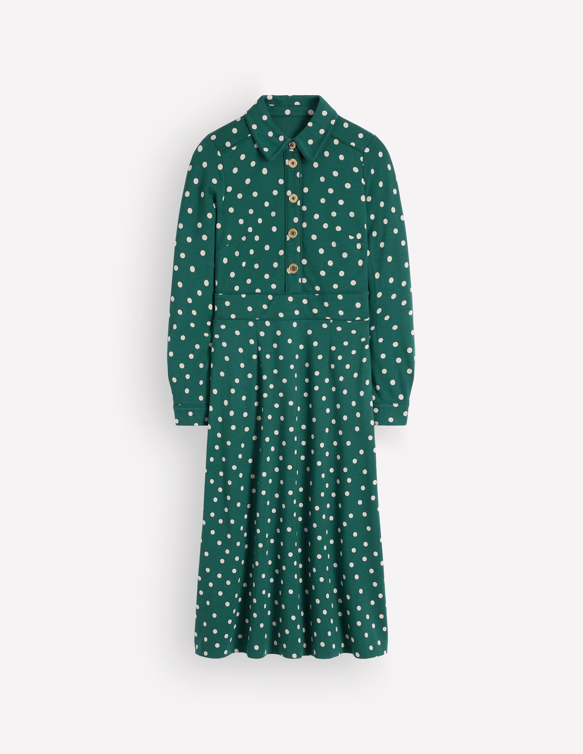 Etta Ponte-Kleid mit Paspelierung-Malachitgrün, Gemalte Tupfen - Image 5