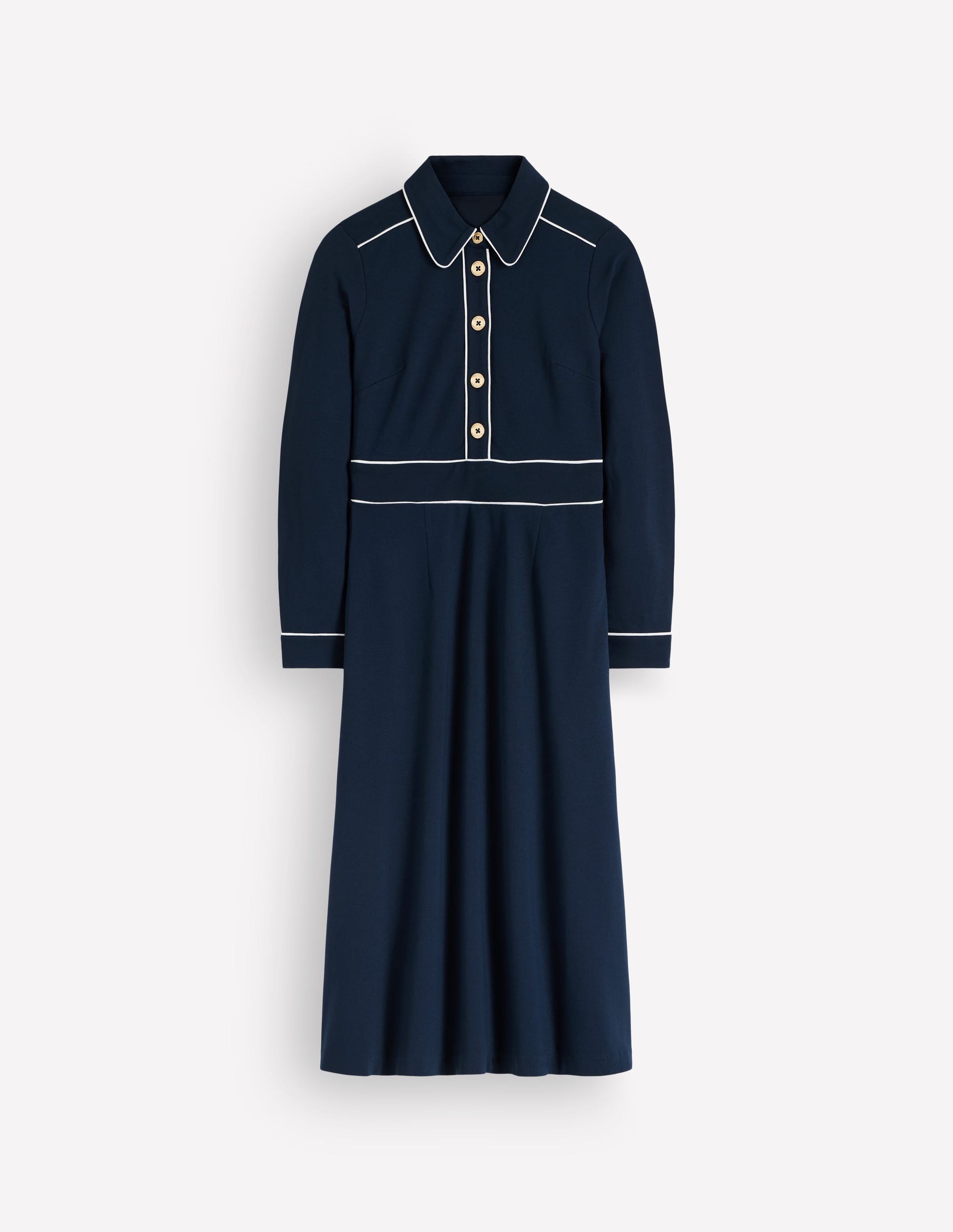 Etta Ponte-Kleid mit Paspelierung-Marineblau, Naturweiß-4
