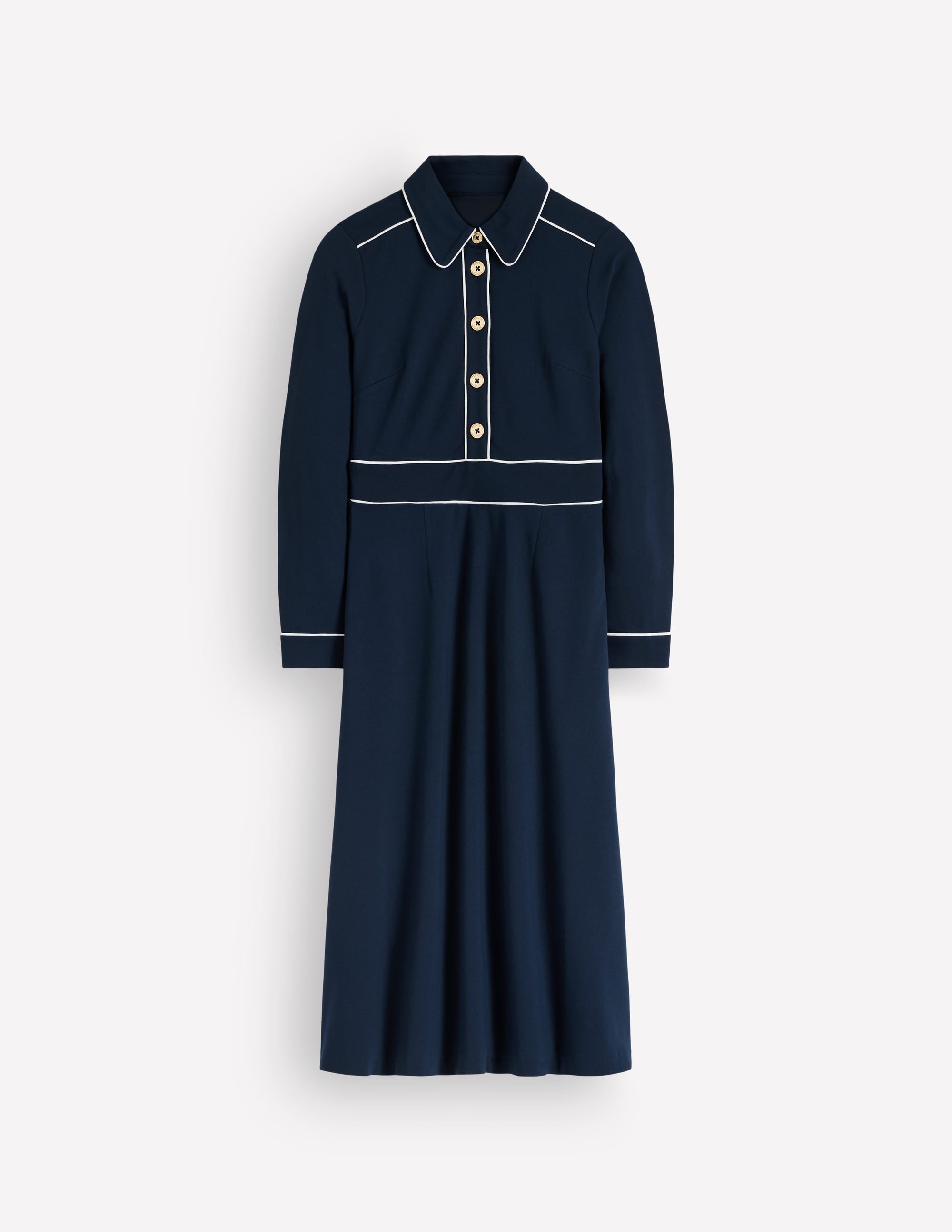 Etta Ponte-Kleid mit Paspelierung-Marineblau, Naturweiß - Image 4