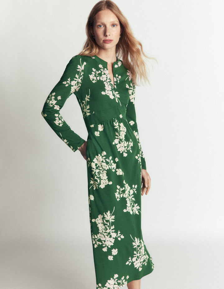 Hope Jerseykleid mit Reißverschlussdetail-Jägergrün, Einzelne Blumensträuße