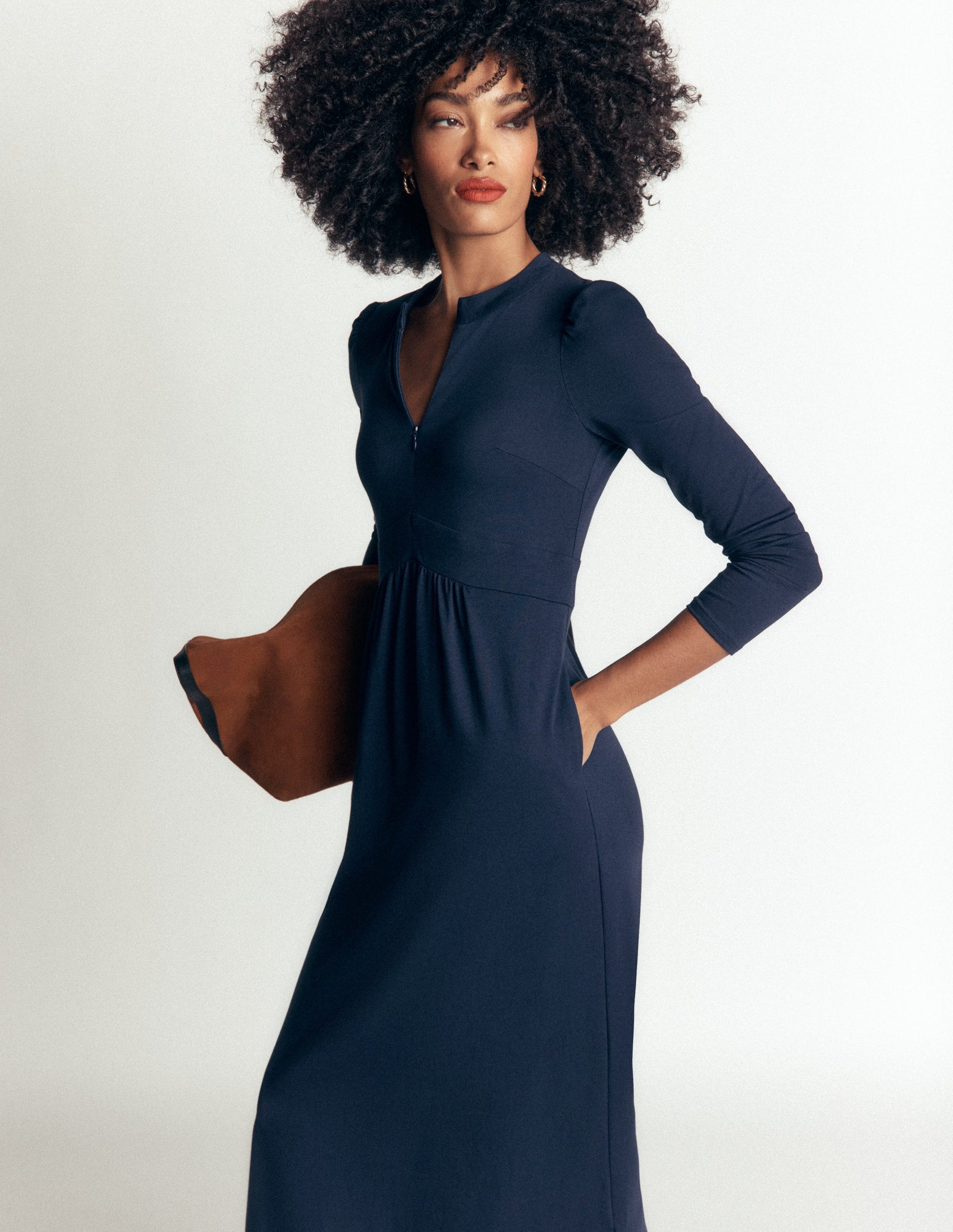 Robe Hope en jersey à détails zippés-Bleu marine-1