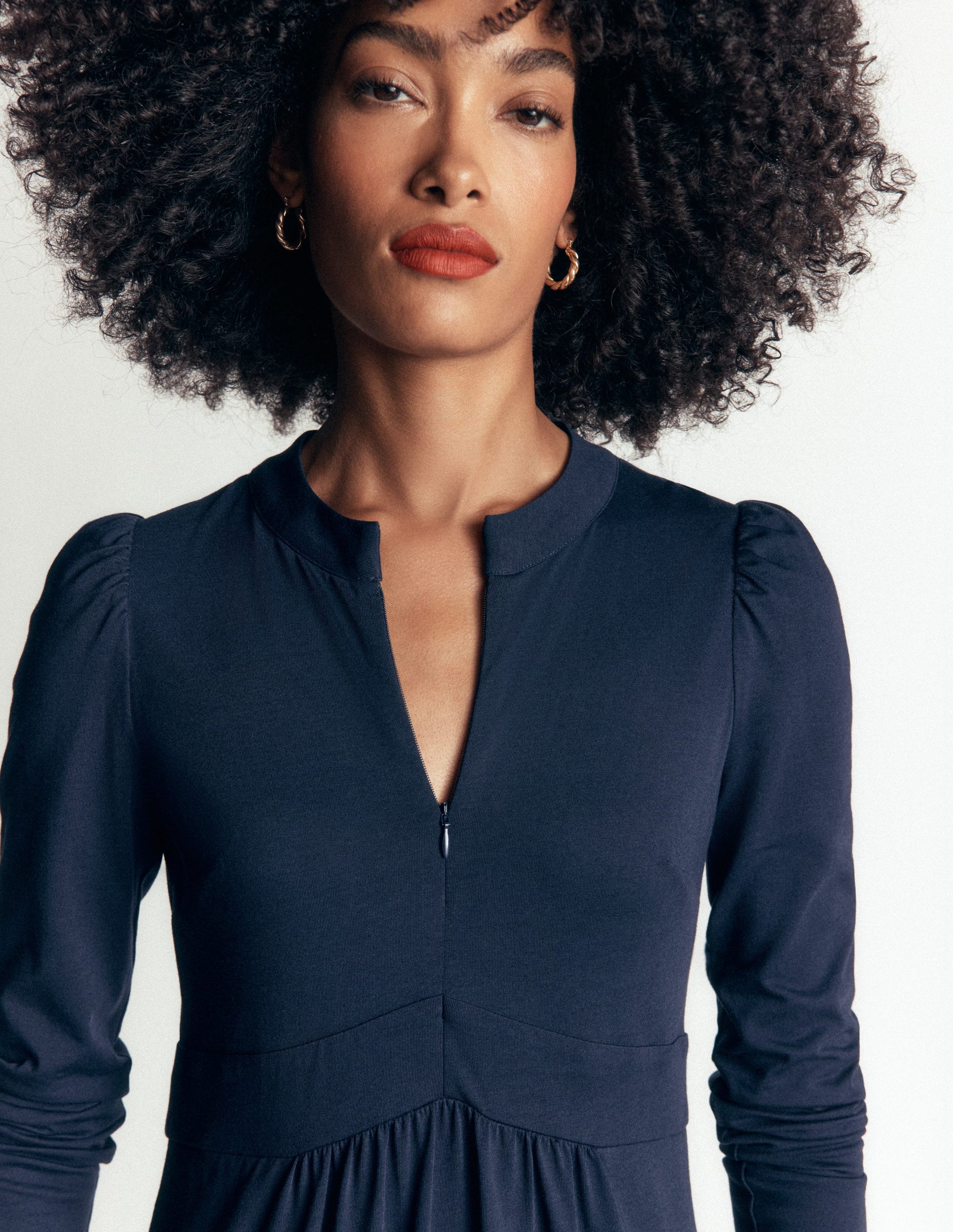 Robe Hope en jersey à détails zippés-Bleu marine-2