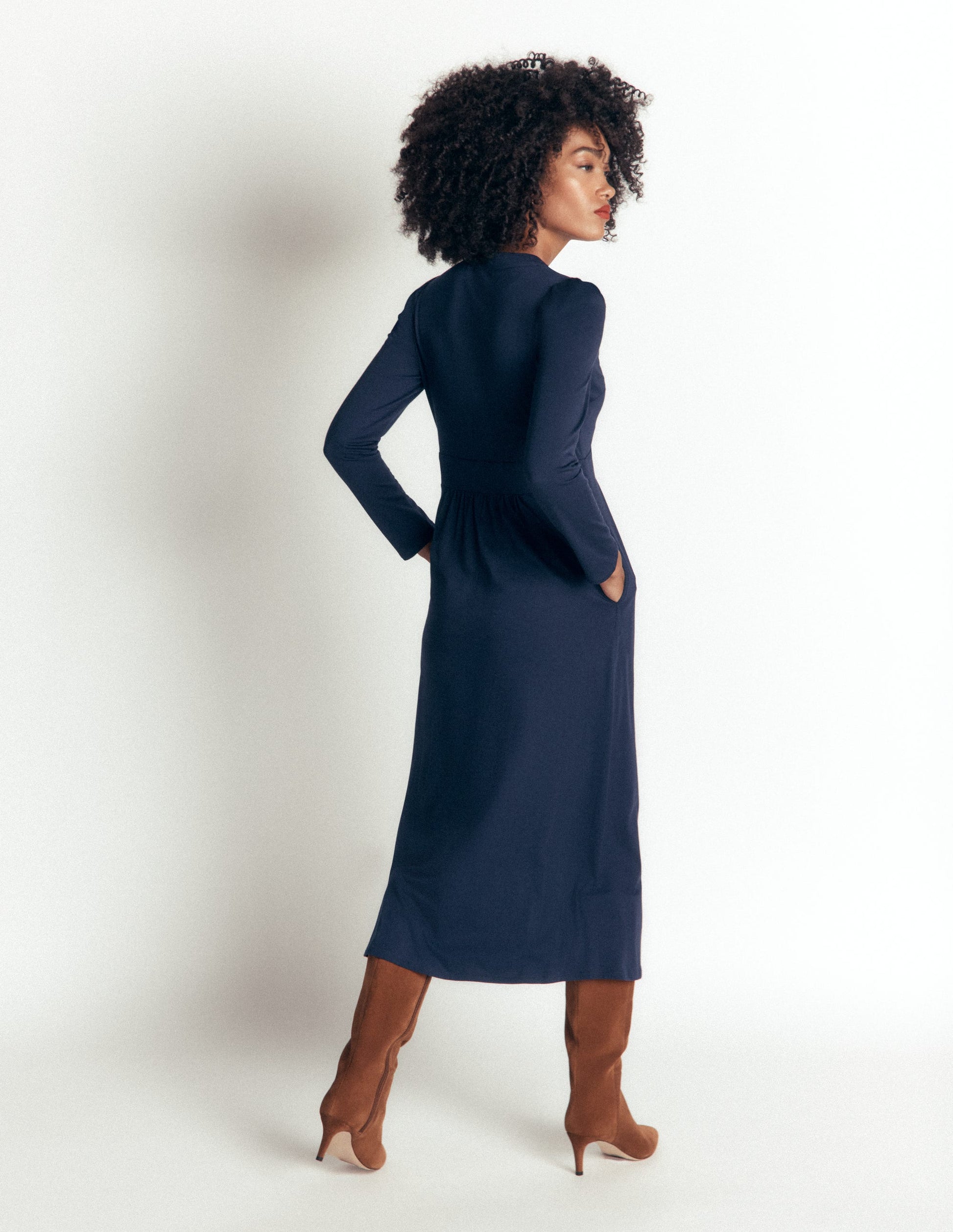Robe Hope en jersey à détails zippés-Bleu marine-3
