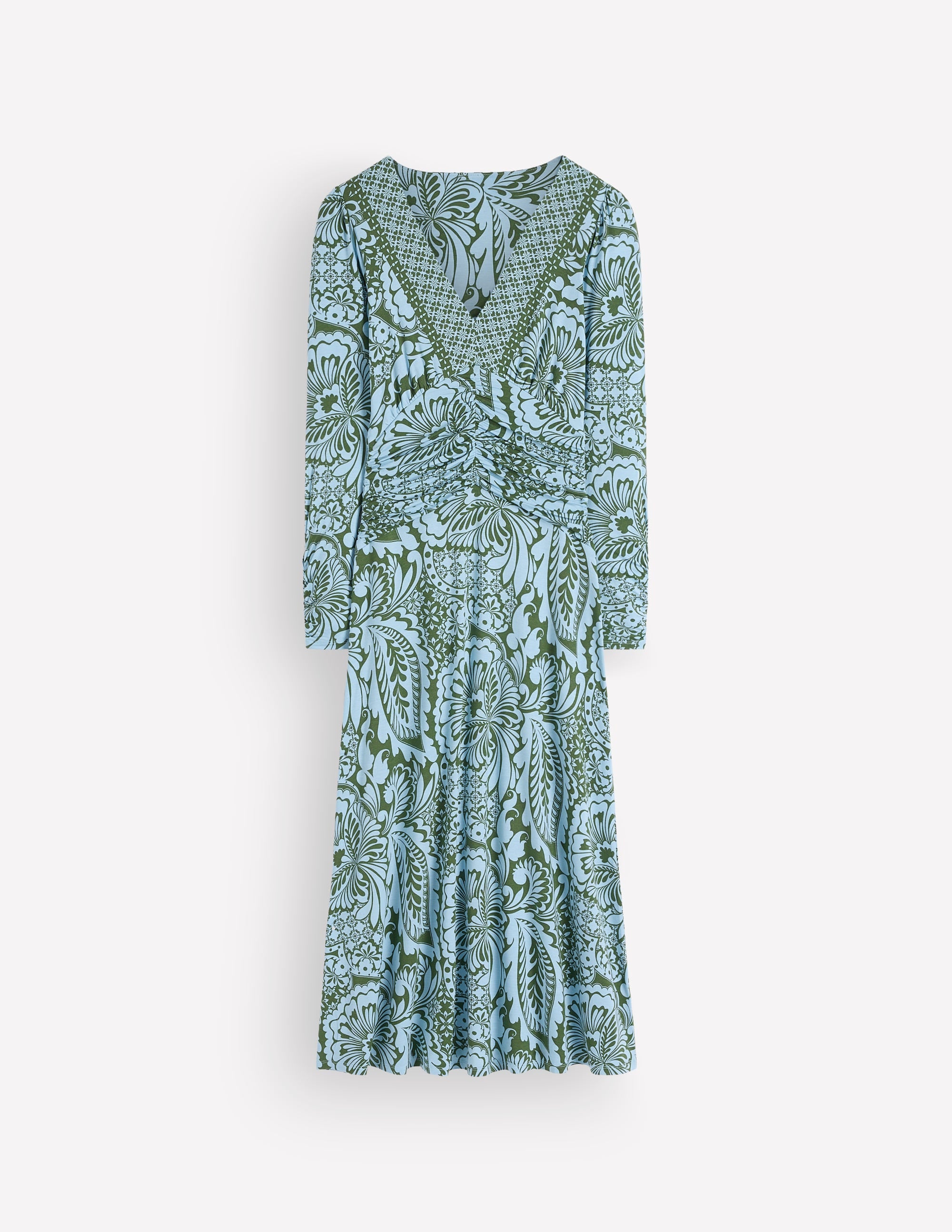 Robe midi Mya froncée en jersey-Ciboulette, motif Botanical Medley - Image 7