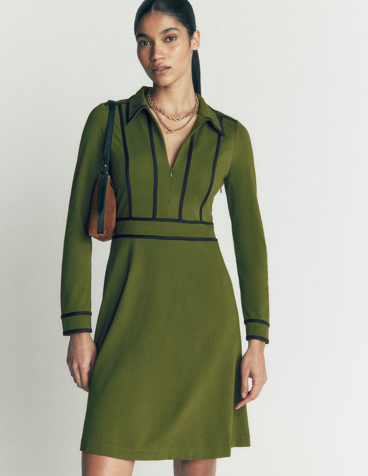 Ula Kurzes Ponte-Kleid-Braunschweigisches Grün, Marineblau