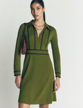 Ula Kurzes Ponte-Kleid-Braunschweigisches Grün, Marineblau