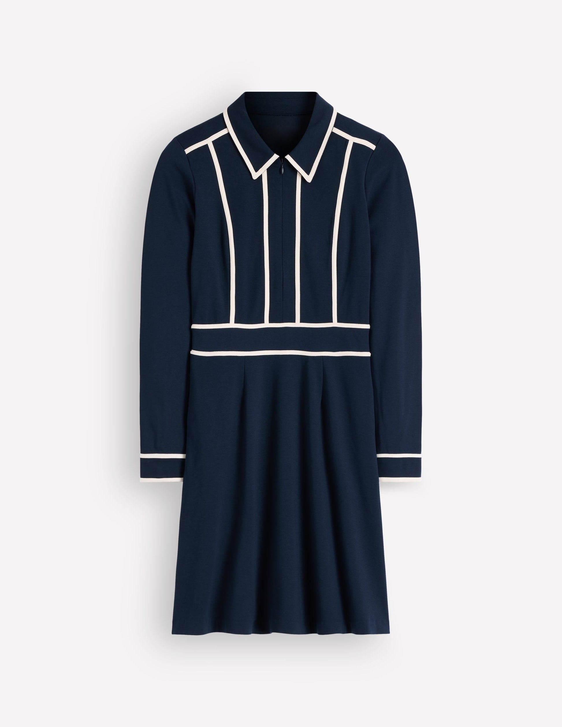 Ula Kurzes Ponte-Kleid-Marineblau, Naturweiß-5