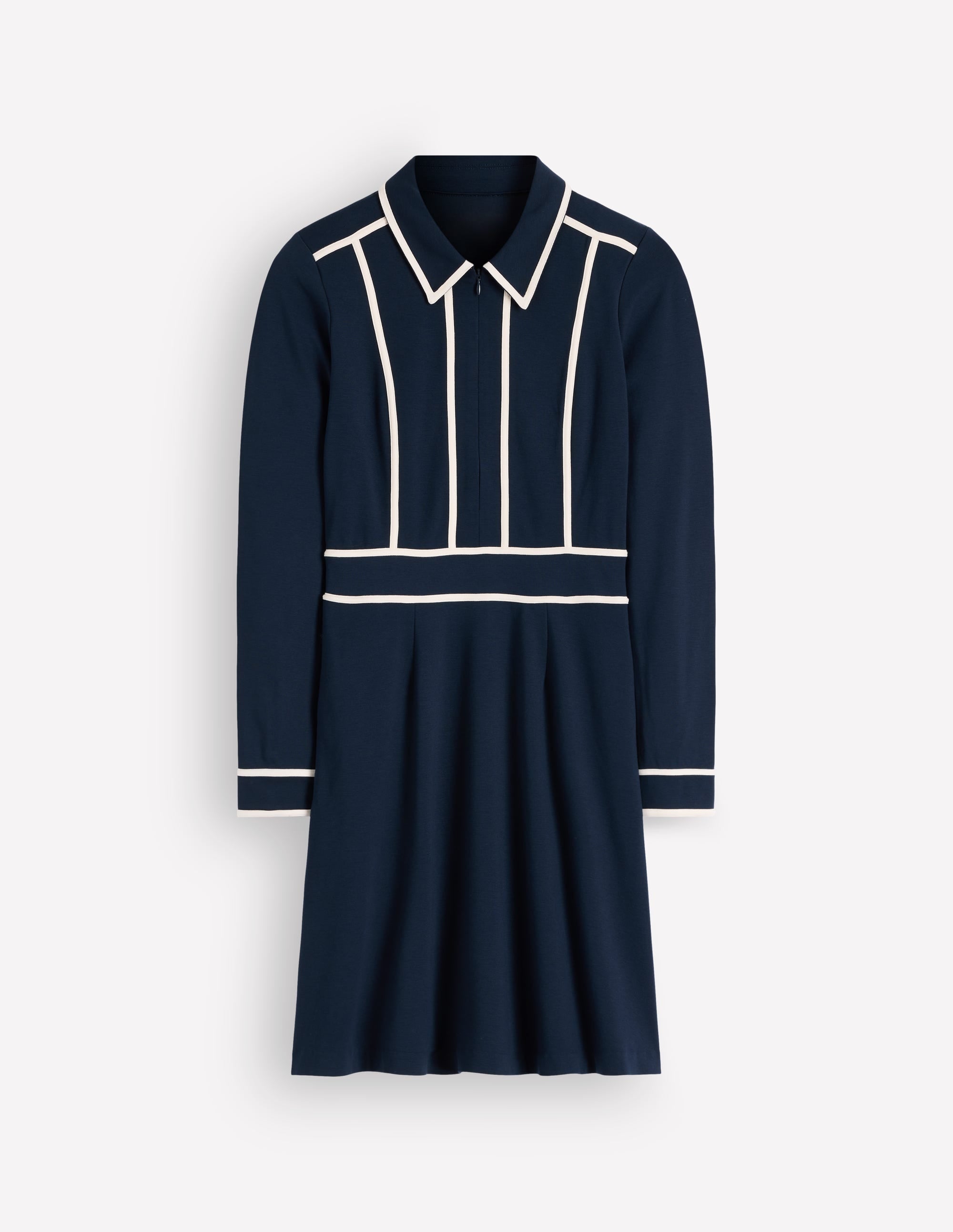 Ula Kurzes Ponte-Kleid-Marineblau, Naturweiß - Image 5
