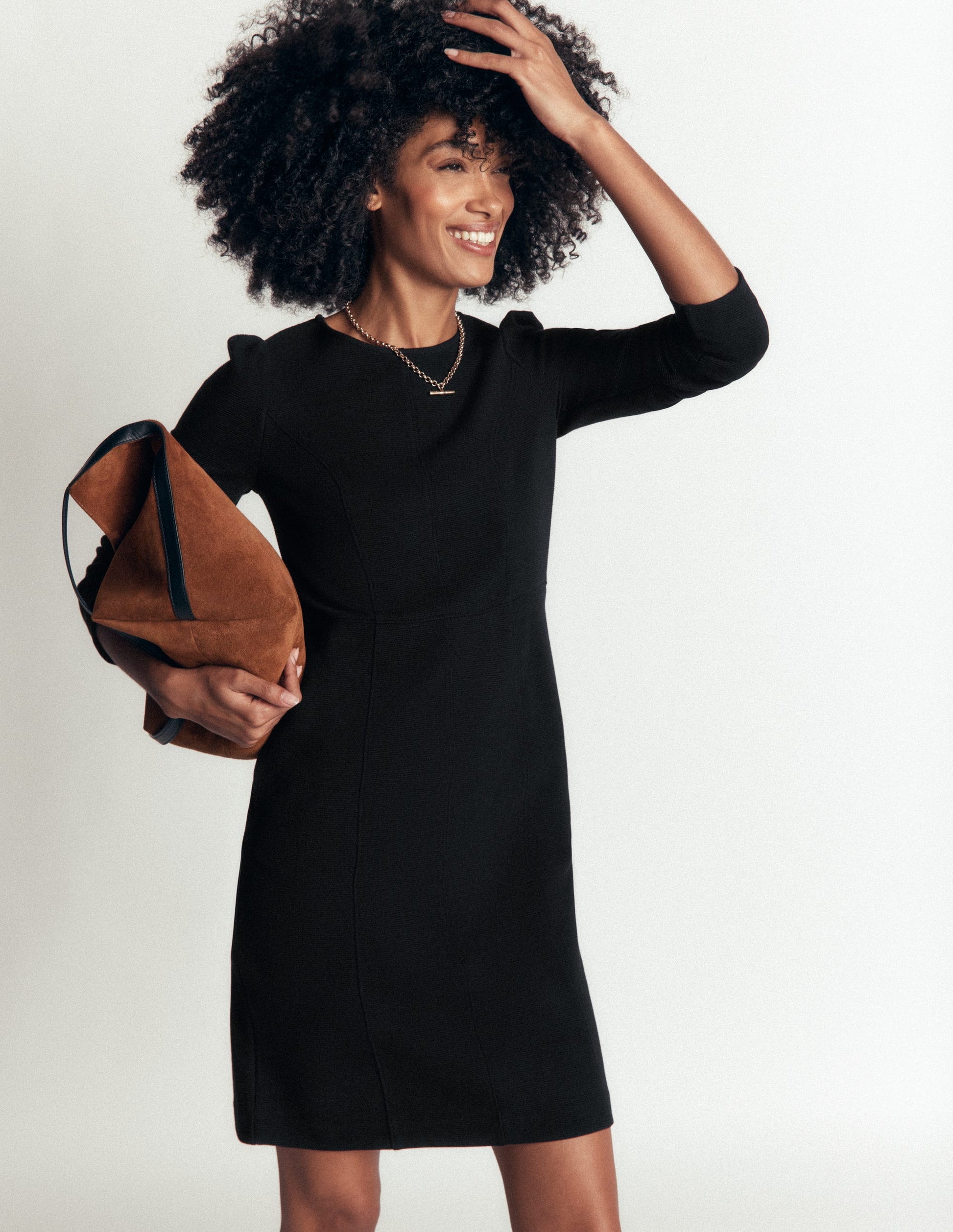 Marla Ottoman-Kleid mit Ziernähten-Schwarz-1
