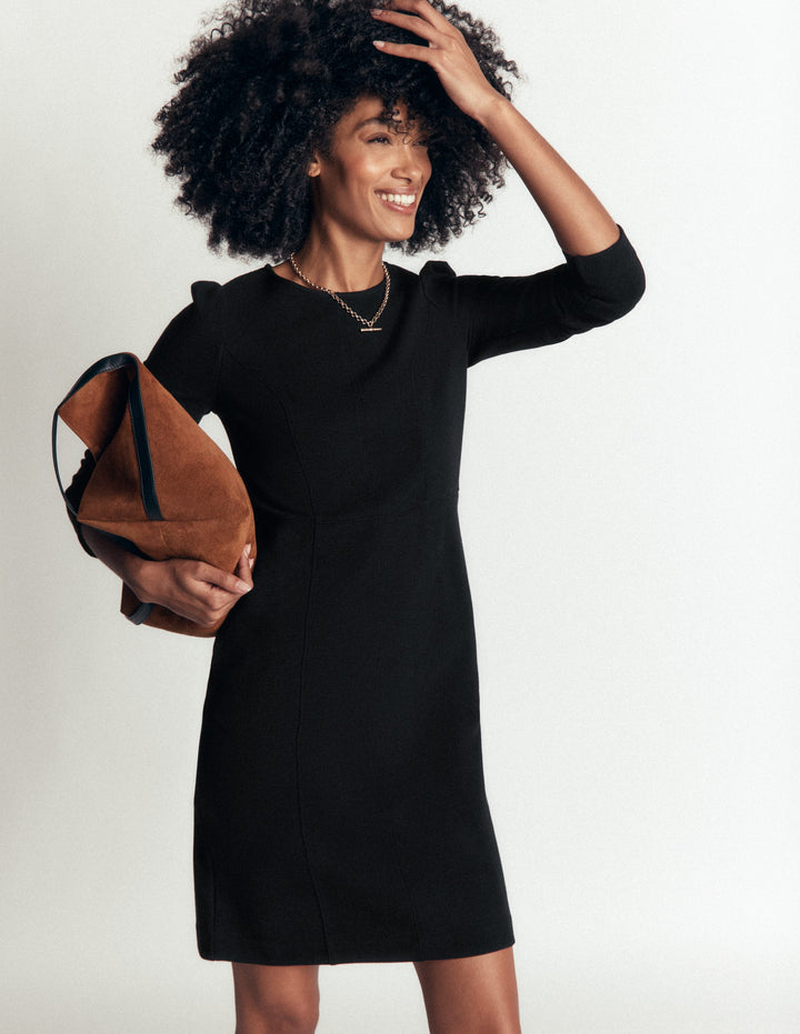 Marla Ottoman-Kleid mit Ziernähten-Schwarz