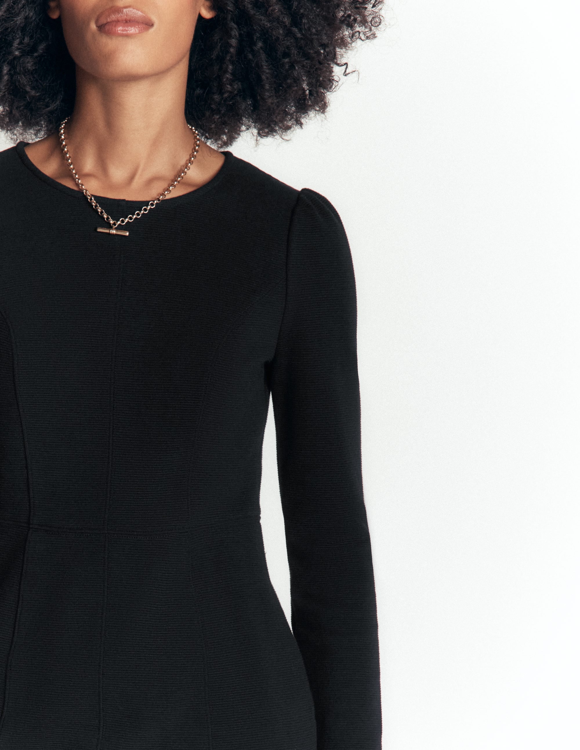 Marla Ottoman-Kleid mit Ziernähten-Schwarz - Image 2