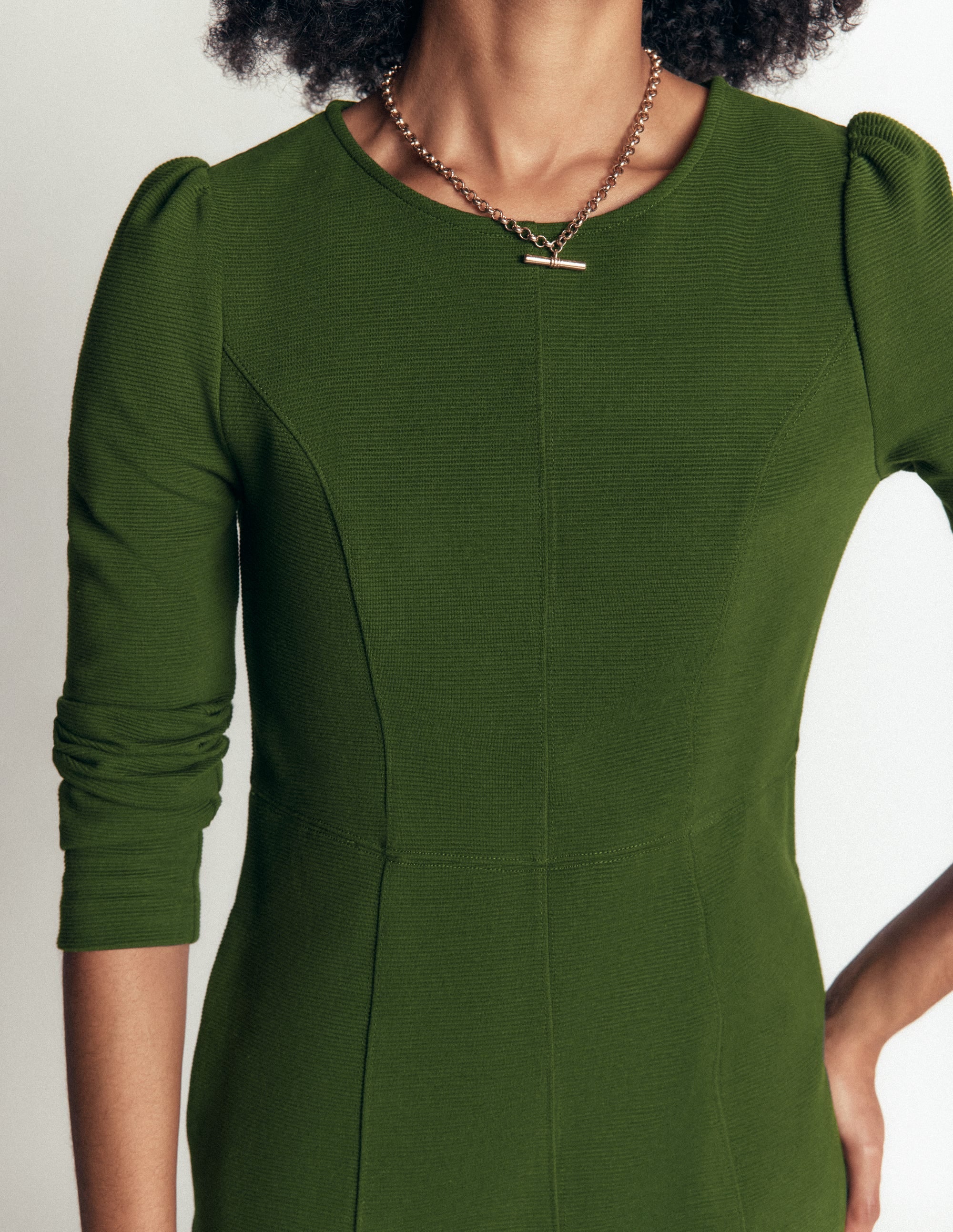 Robe Marla en ottoman à coutures-Sapin vert - Image 2