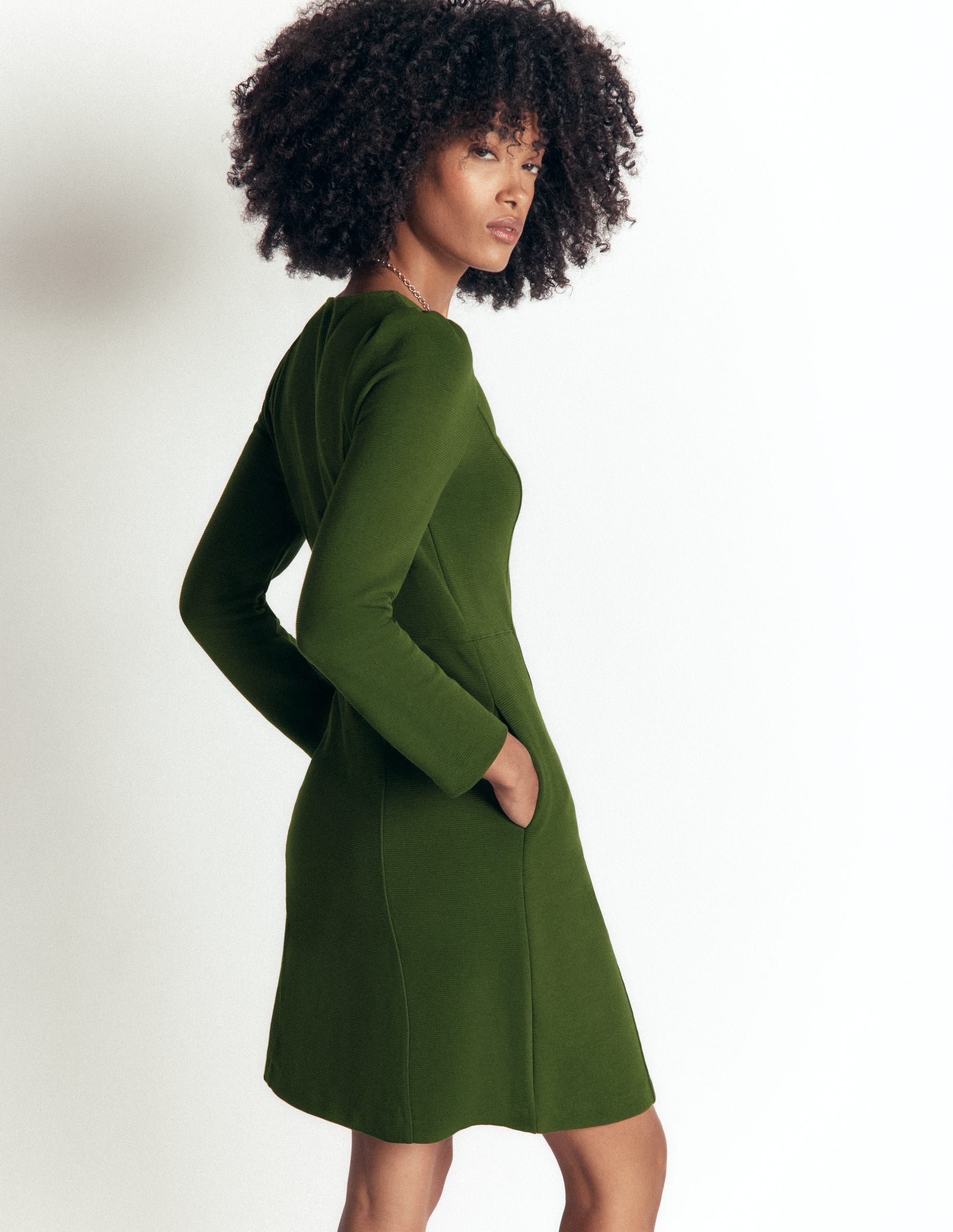 Robe Marla en ottoman à coutures-Sapin vert - Image 3